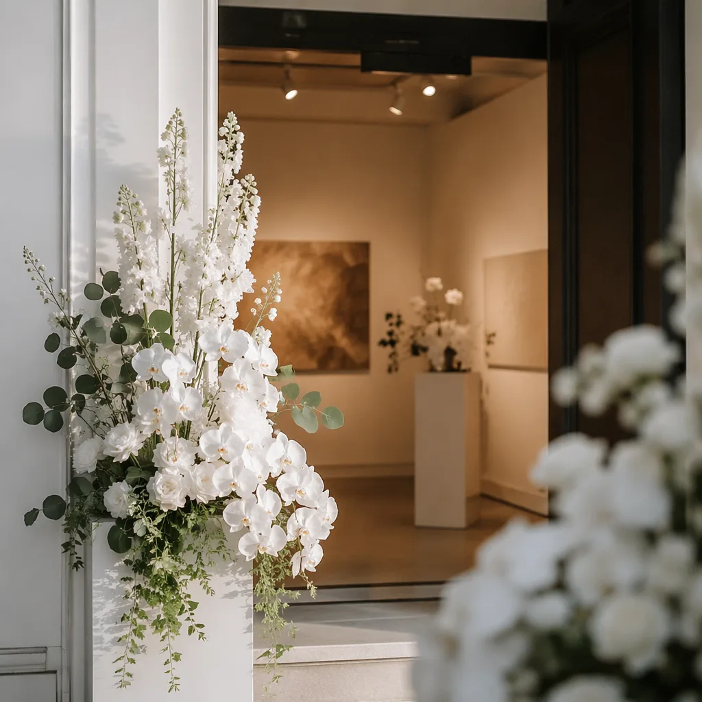 Hoa art gallery khai trương Đà Nẵng: decor trắng tối giản - hình 2