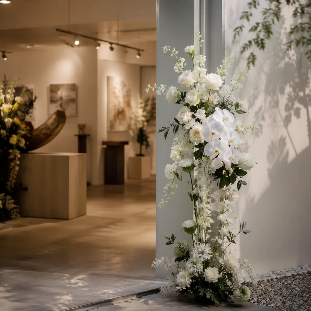 Hoa art gallery khai trương Đà Nẵng: decor trắng tối giản - hình 4