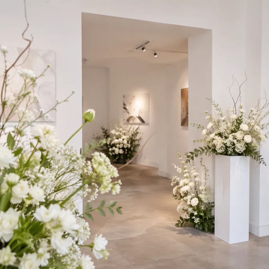 Hoa art gallery khai trương Đà Nẵng: decor trắng tối giản