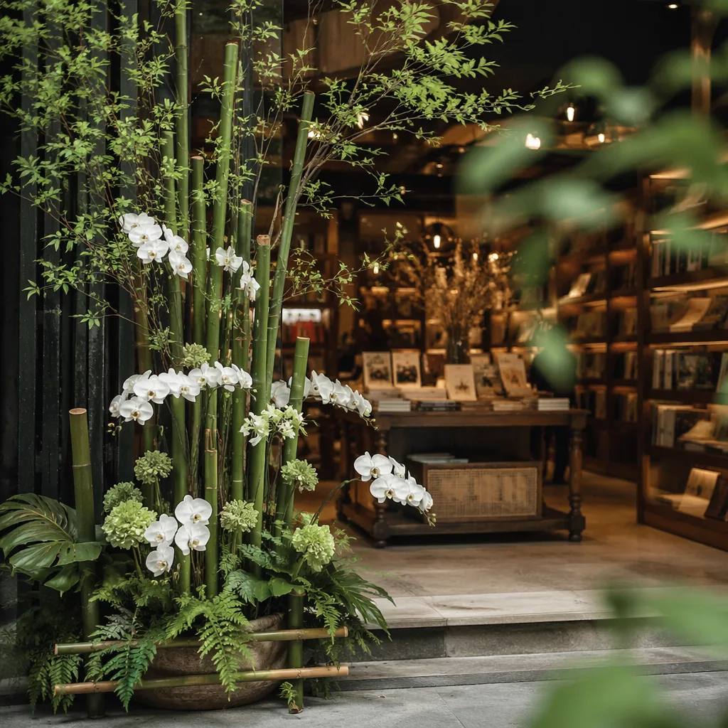 Hoa tiệm sách khai trương: decor bền tre cho bookstore Đà Nẵng - hình 2
