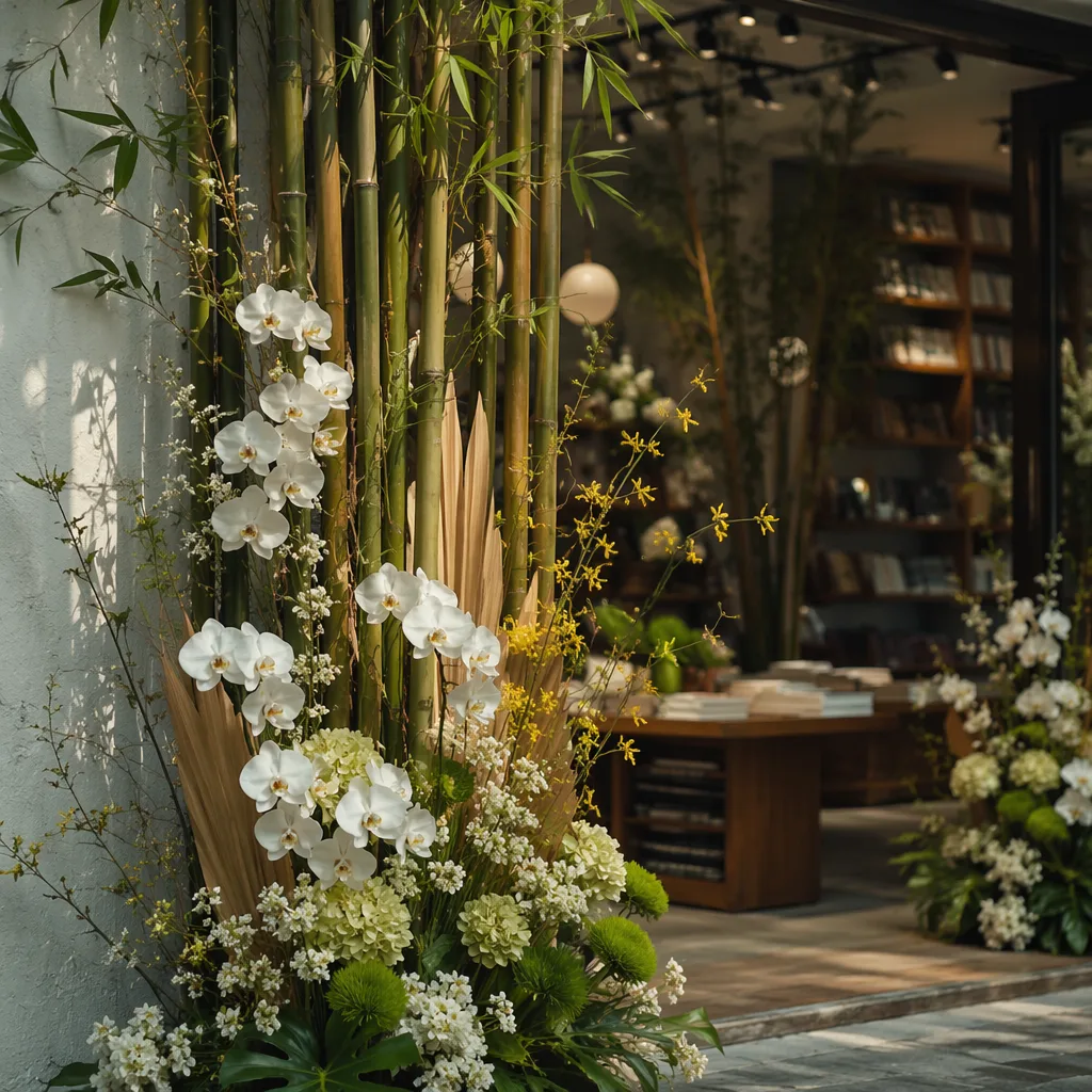 Hoa tiệm sách khai trương: decor bền tre cho bookstore Đà Nẵng - hình 4