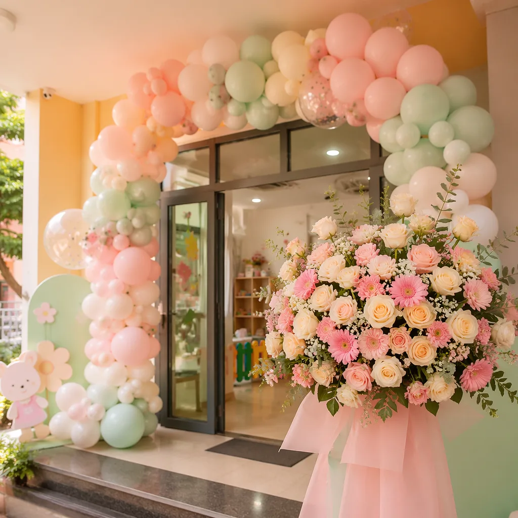 Hoa trường mầm non khai trương: decor vui trẻ tại Đà Nẵng