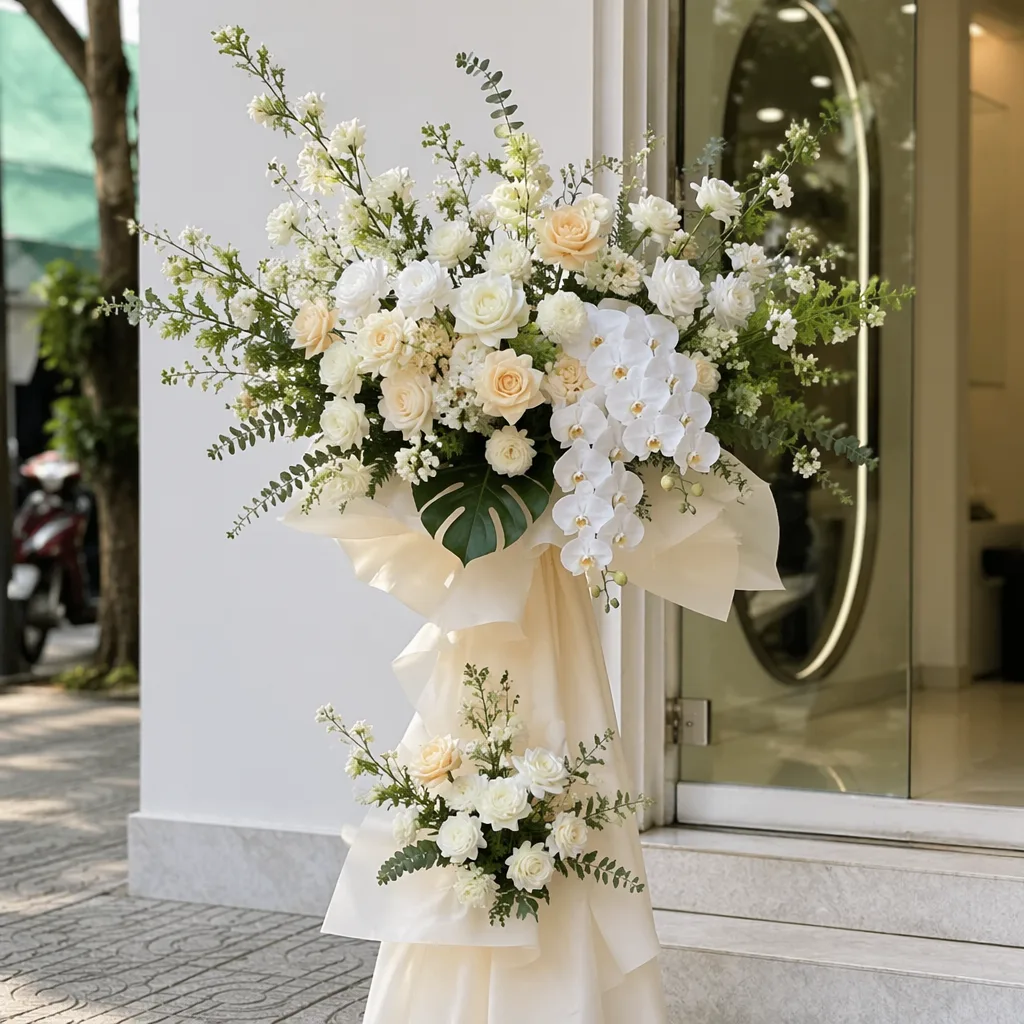 Hoa microblading khai trương Đà Nẵng: decor cao cấp