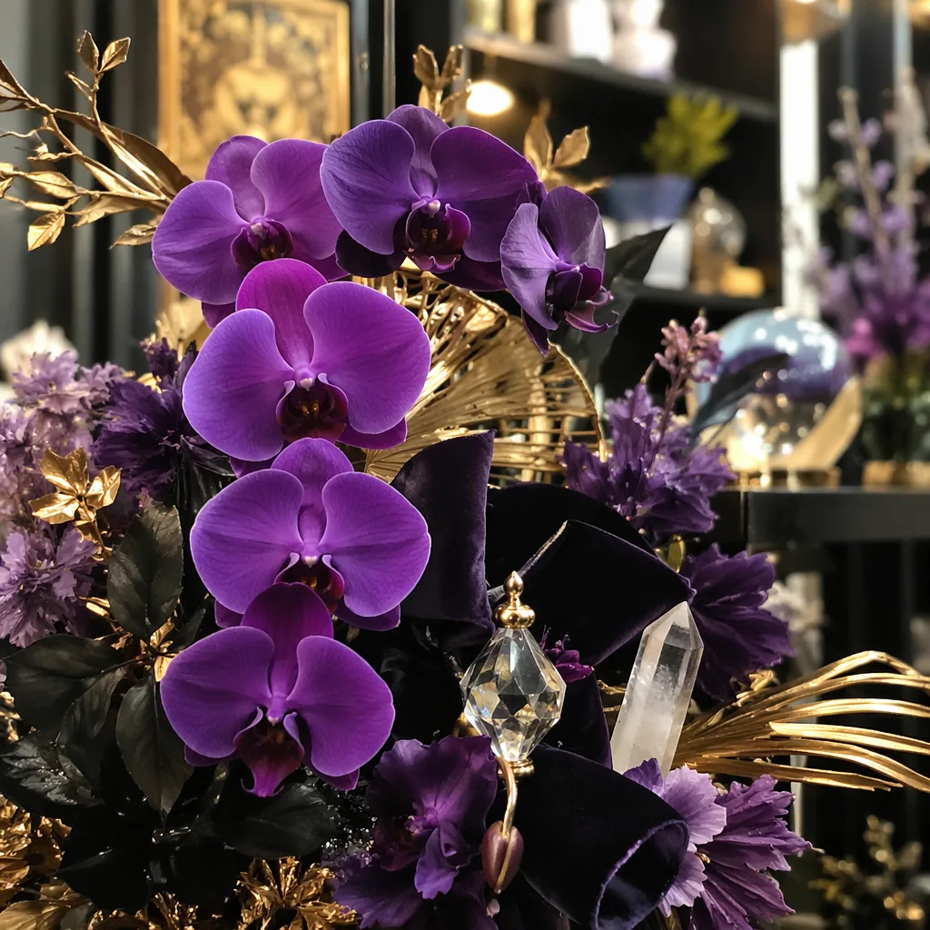 Hoa tarot khai trương Đà Nẵng: decor mystical tím đen vàng - hình 1