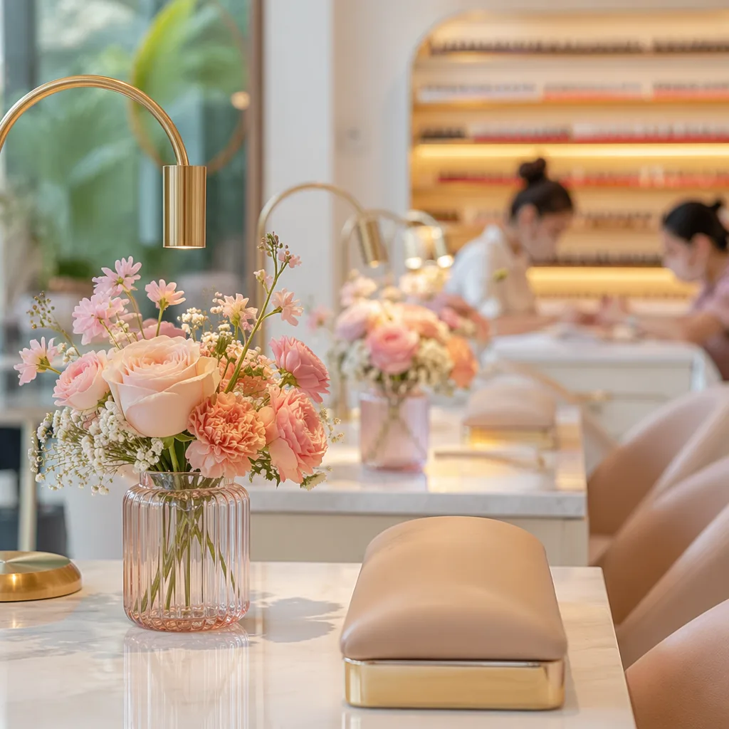 Hoa nail salon khai trương Đà Nẵng decor tinh tế màu anh - hình 4