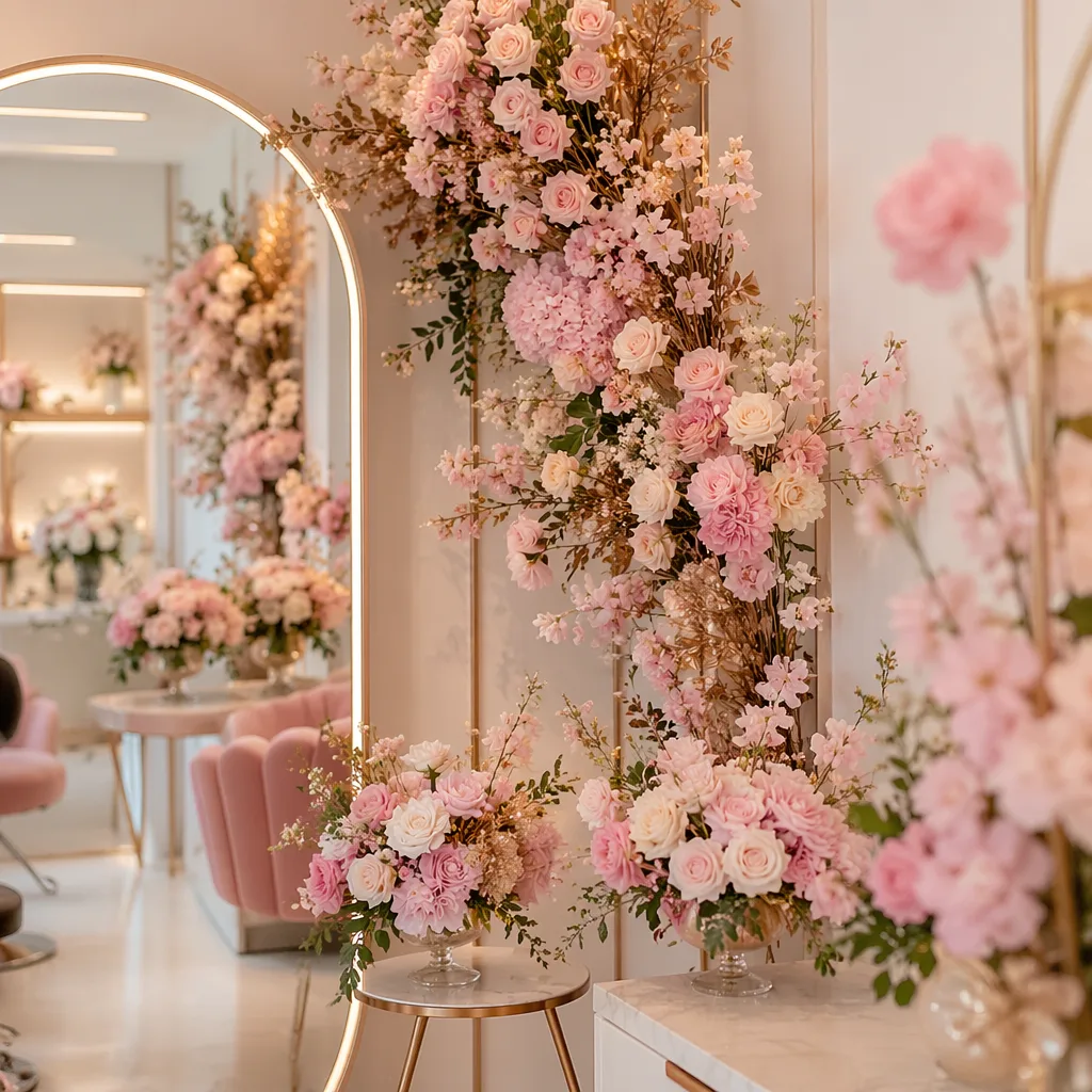 Hoa nail salon khai trương Đà Nẵng decor tinh tế màu anh