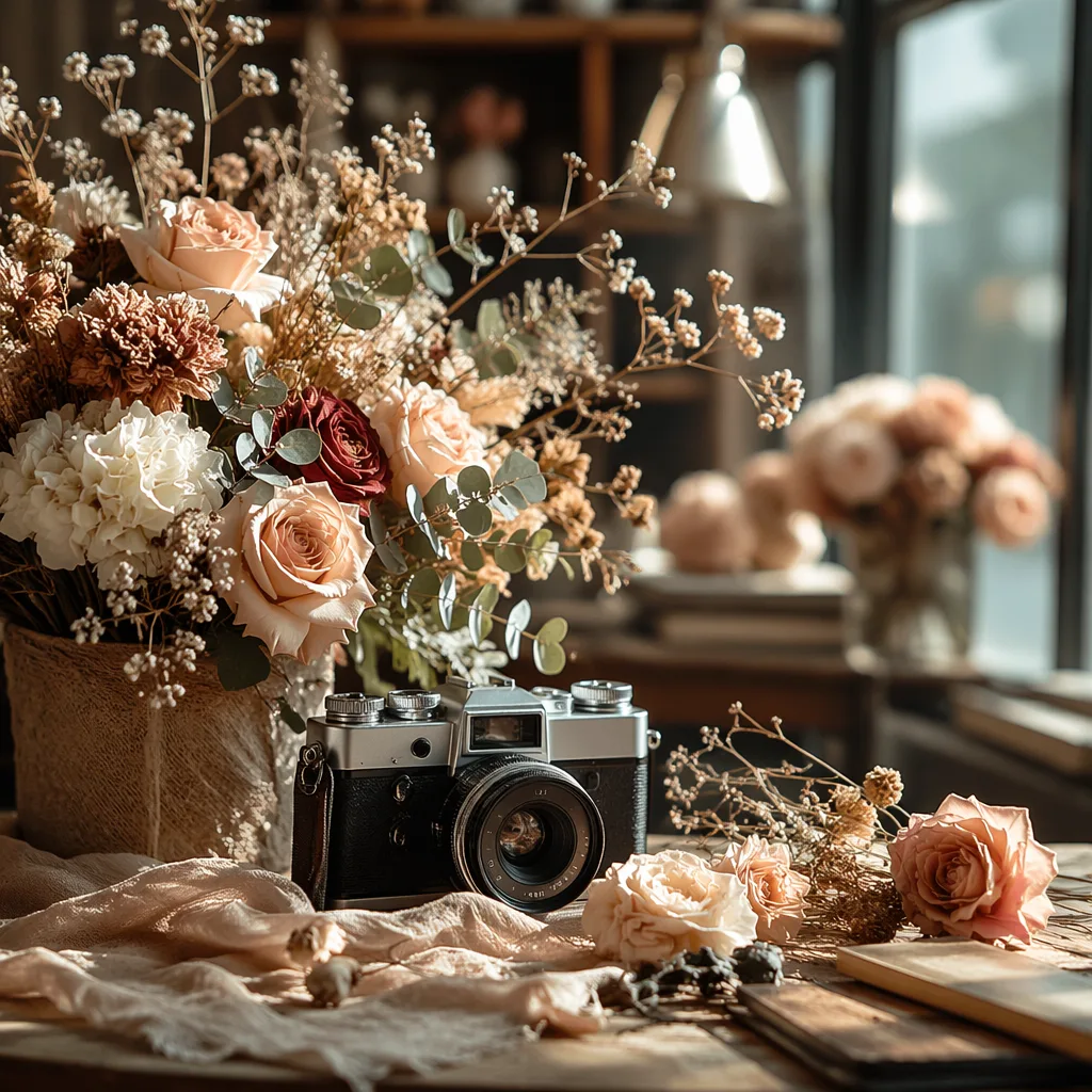 Hoa photo studio khai trương Đà Nẵng decor vintage camera - hình 1