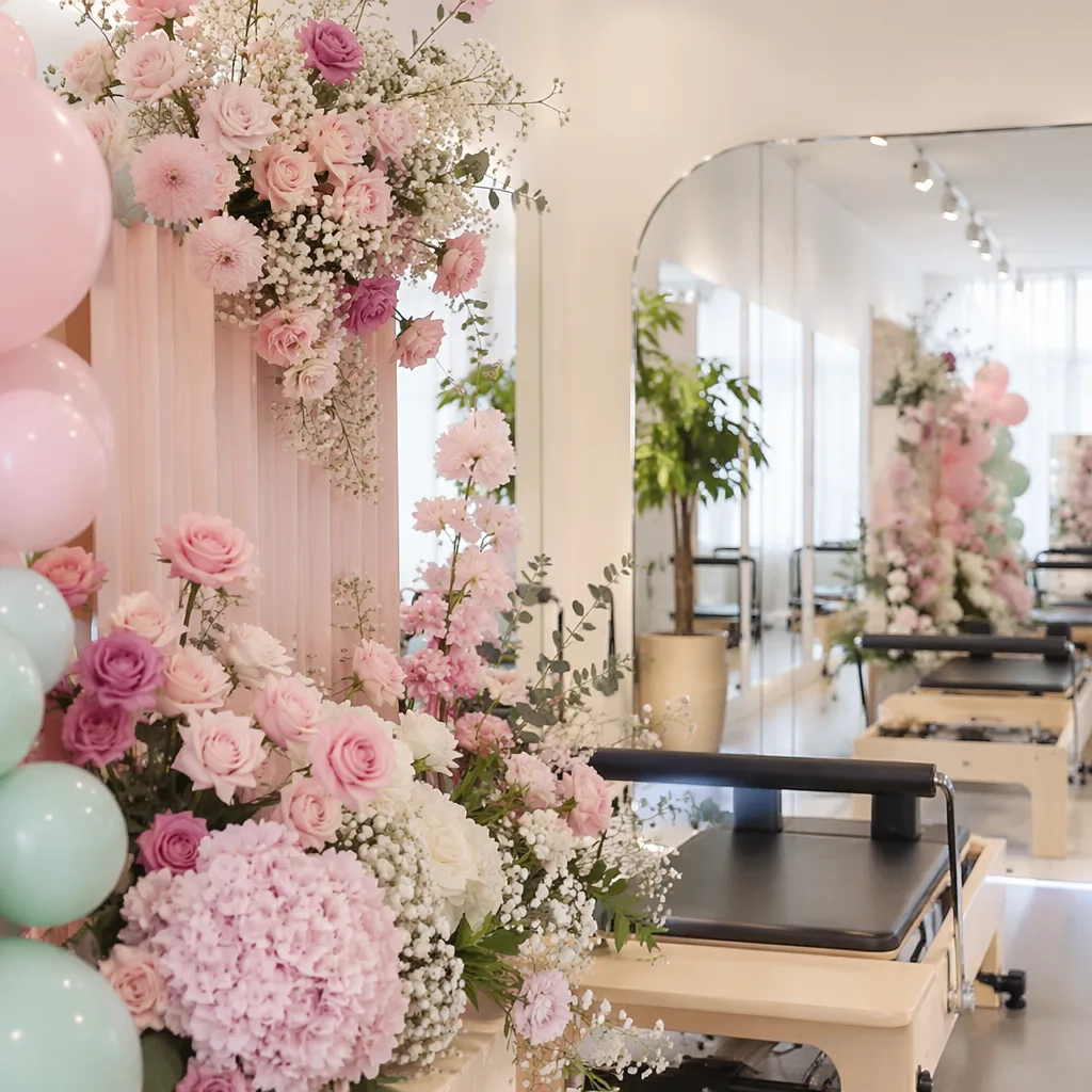 Hoa pilates studio khai trương: decor pastel bình an