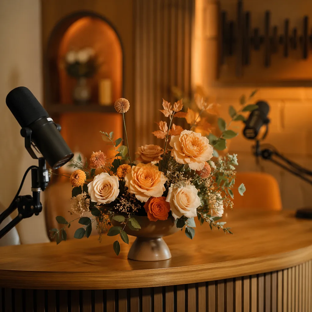 Hoa podcast launch Đà Nẵng: decor tone ấm hời