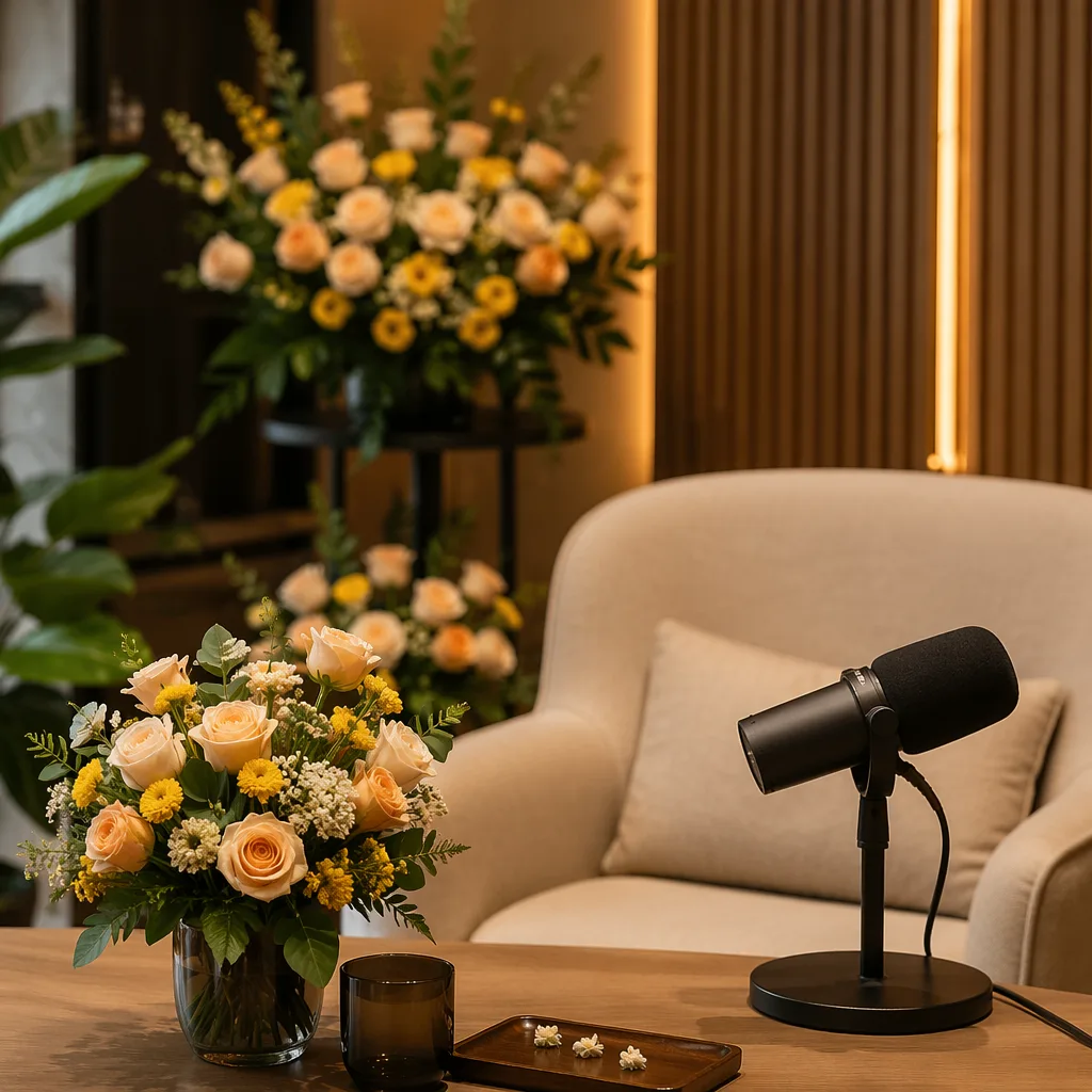Hoa podcasting studio khai trương: decor warm pro Đà Nẵng