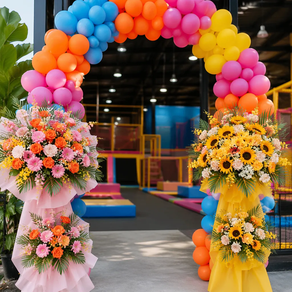 Hoa trampoline park khai trương: decor vui trẻ em Đà Nẵng