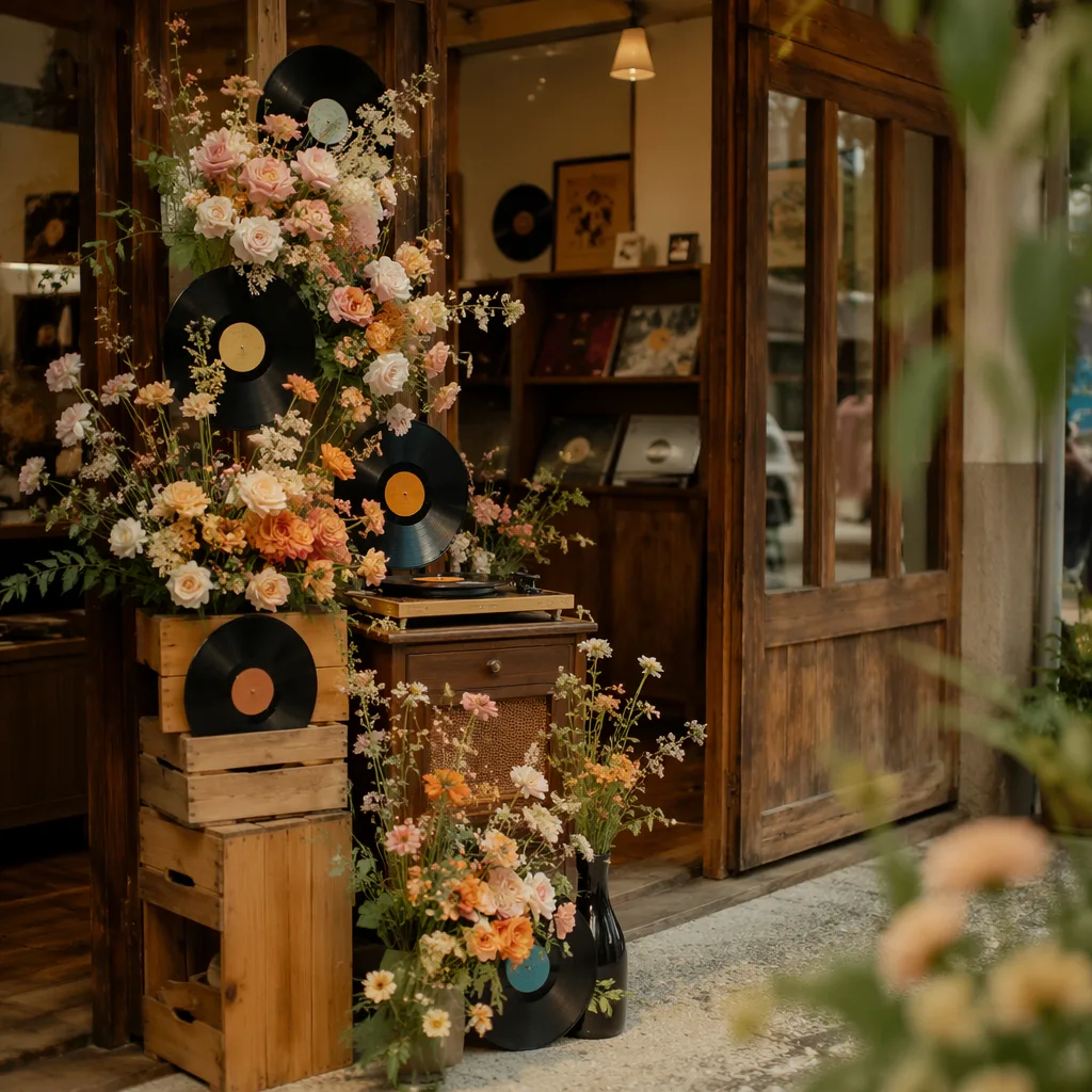 Hoa vinyl record shop khai trương: decor vintage music