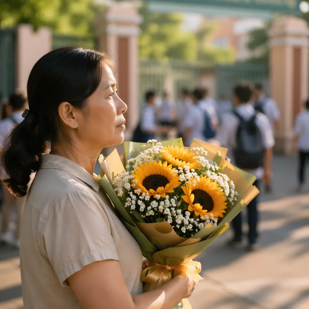 Hoa thi tốt nghiệp THPT 2026 Đà Nẵng: mẹ tặng con