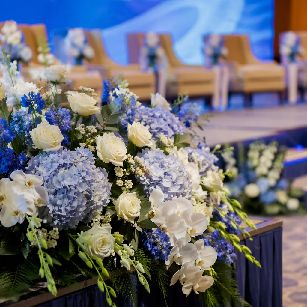 Hoa hội nghị MICE Đà Nẵng: sân khấu, banner, welcome table - hình 1