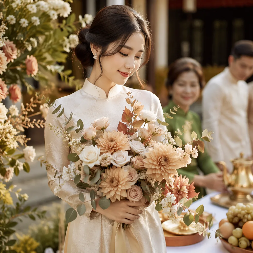 Hoa nâu Café au Lait wedding: trend 2026 cho cô dâu thu - hình 2