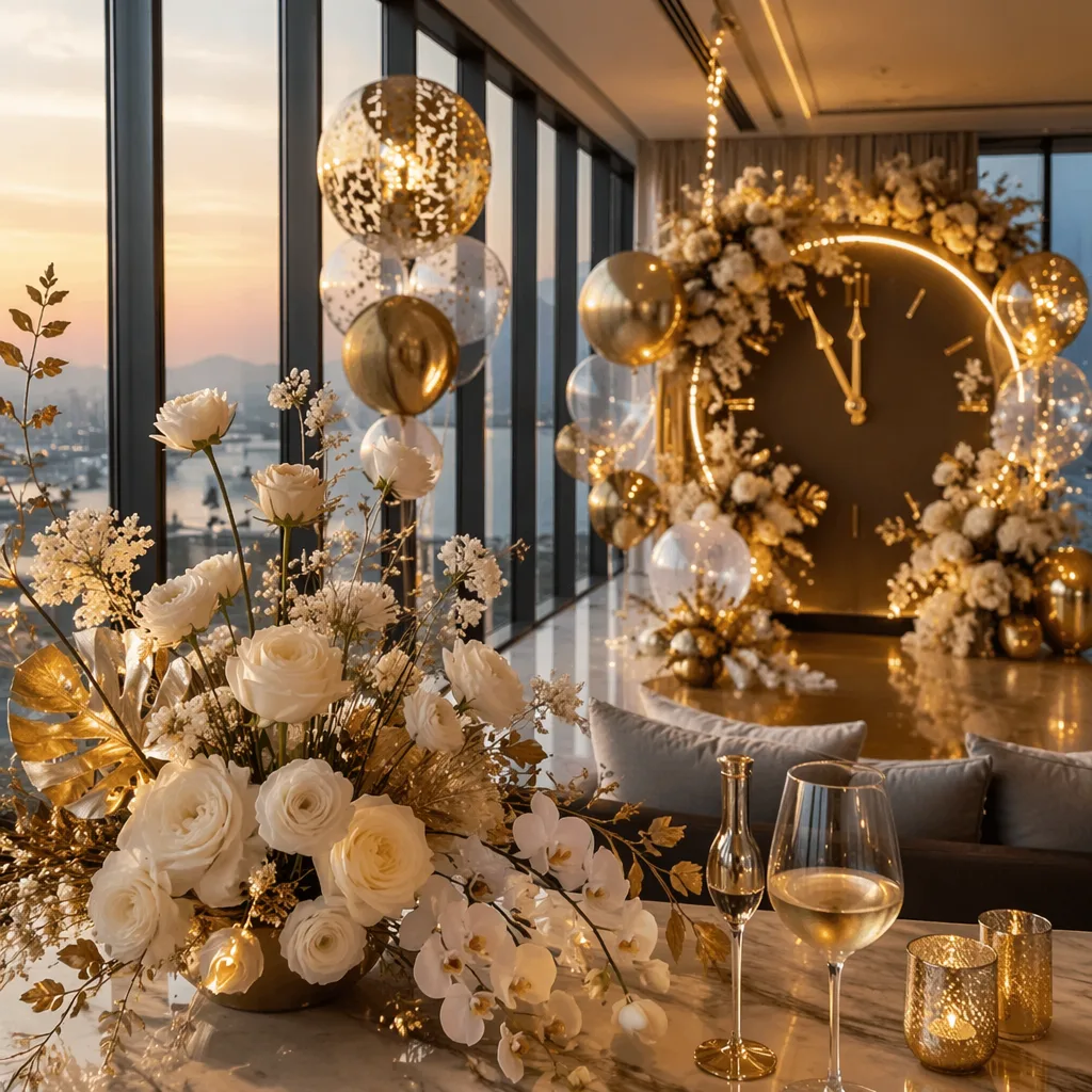 Hoa giao thừa Tết Tây cho tiệc private New Year 2026