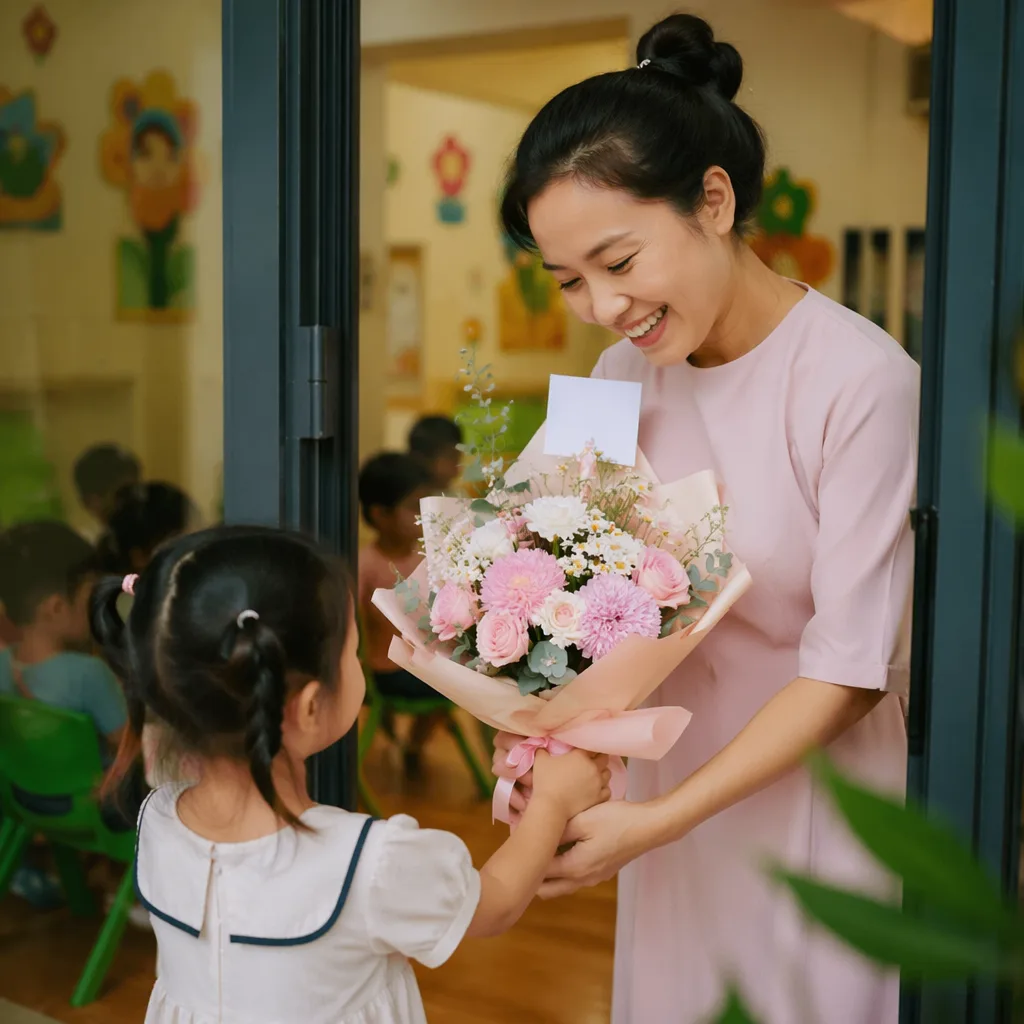Hoa tặng cô giáo mầm non Đà Nẵng: mẫu dễ thương, giá mềm - hình 2