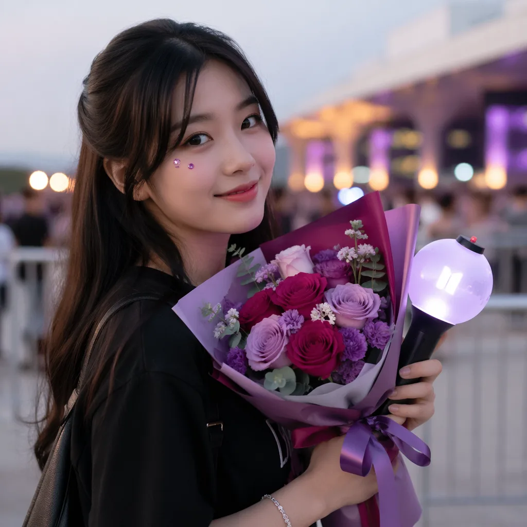 Hoa fan BTS Đà Nẵng tông tím đỏ đi concert cực xinh - hình 2