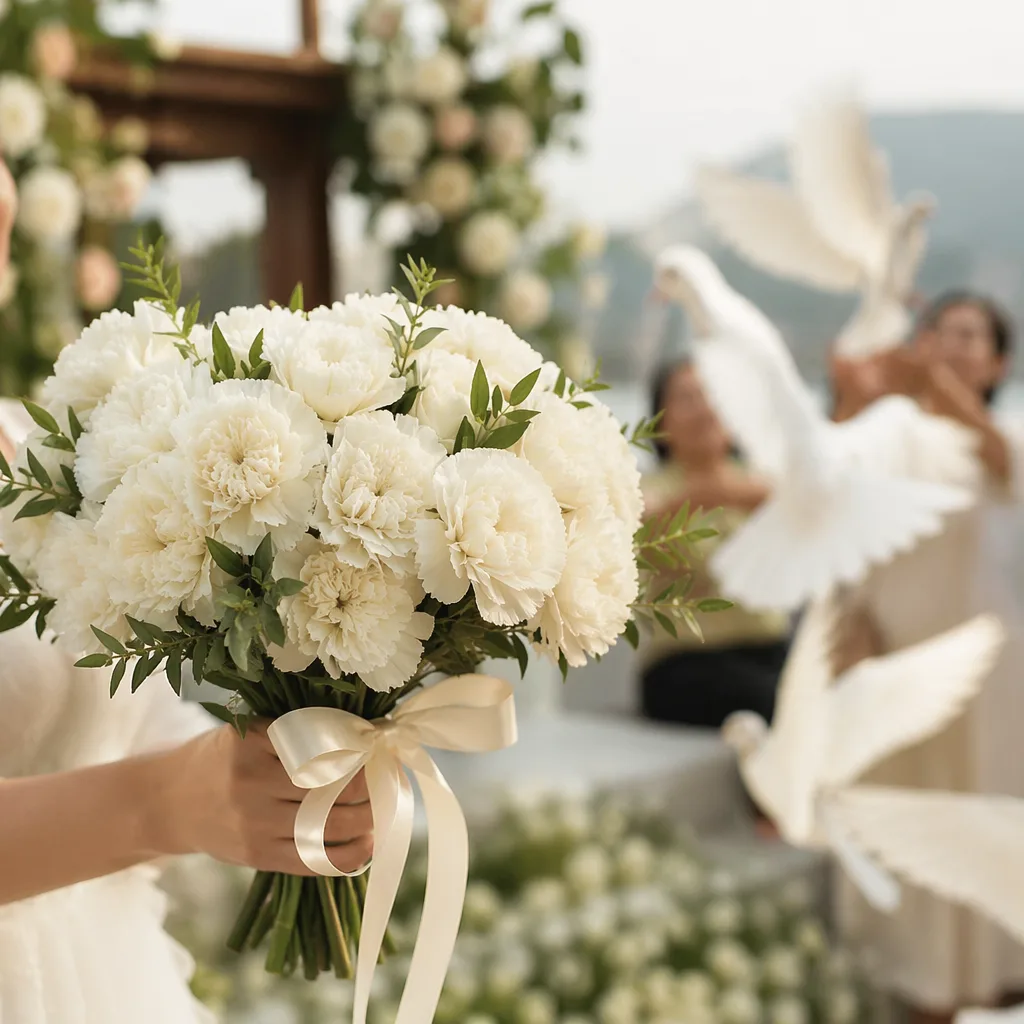 Hoa kèm thả bồ câu cho lễ cưới Đà Nẵng - hình 1