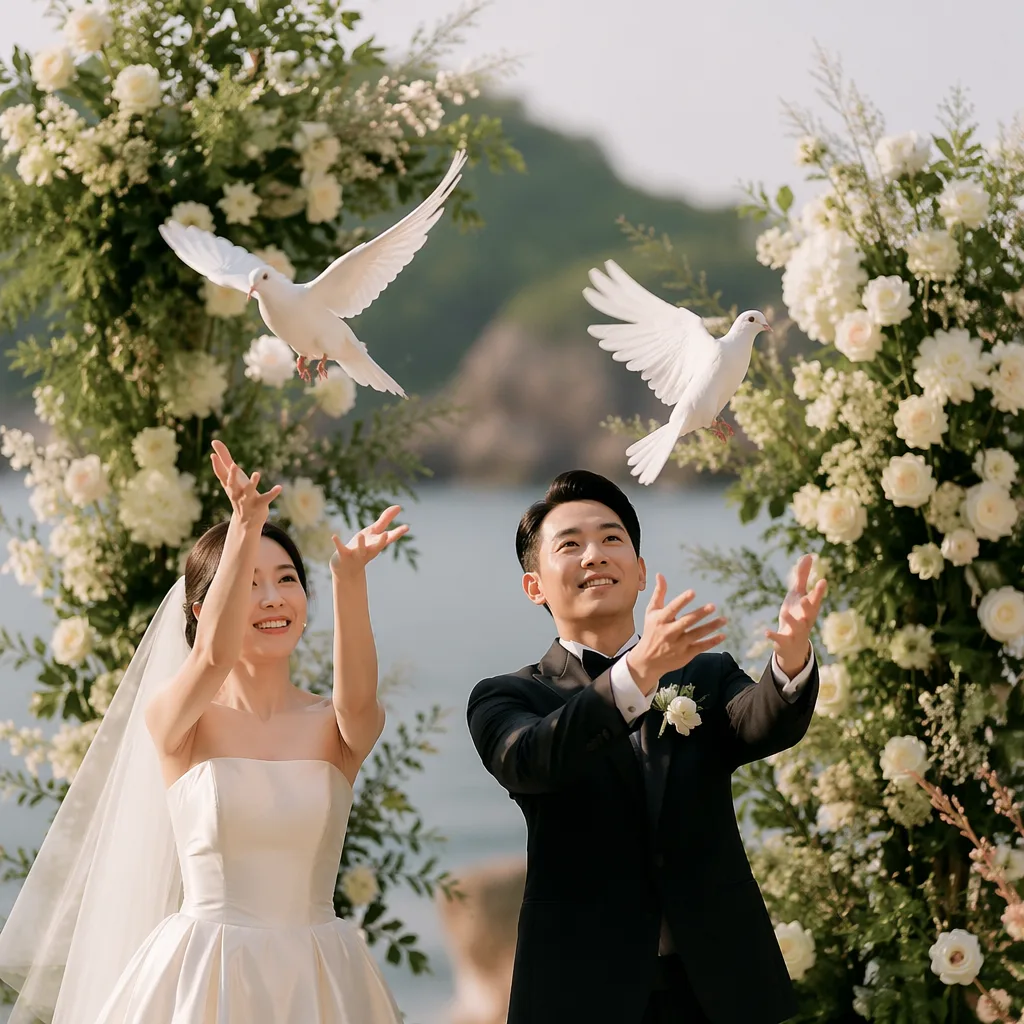 Hoa kèm thả bồ câu cho lễ cưới Đà Nẵng - hình 2