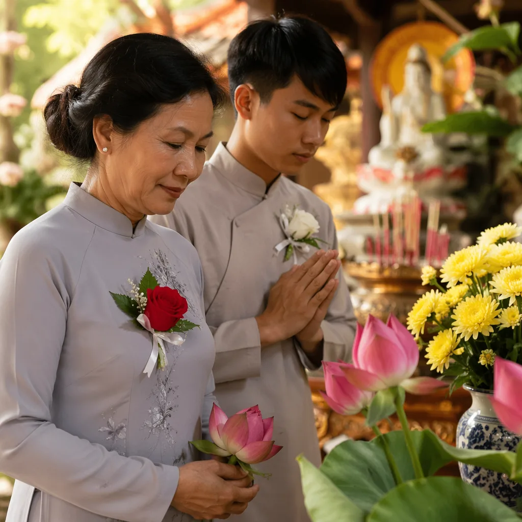 Hoa lễ Vu Lan: ý nghĩa bông hồng cài áo và hoa cúng