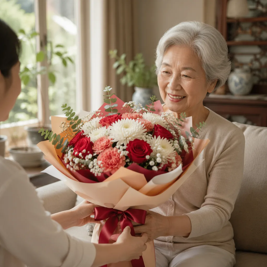 Hoa tặng người cao tuổi: mẫu ít mùi, an toàn sức khỏe