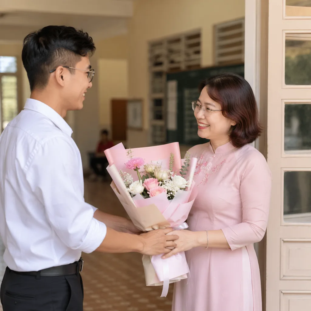 Hoa tặng thầy cô cũ: tri ân ngoài dịp 20/11 - hình 2