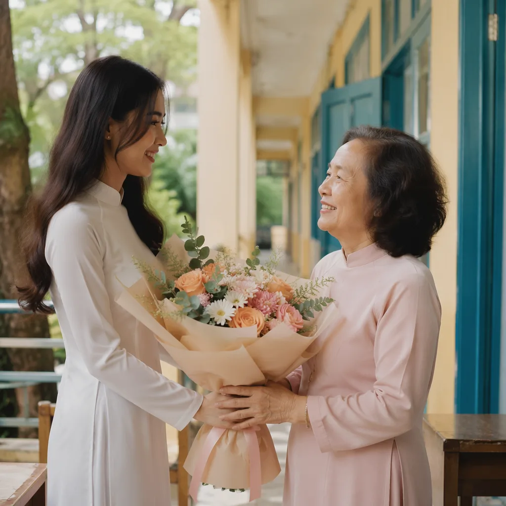 Hoa tặng thầy cô cũ: tri ân ngoài dịp 20/11 - hình 4