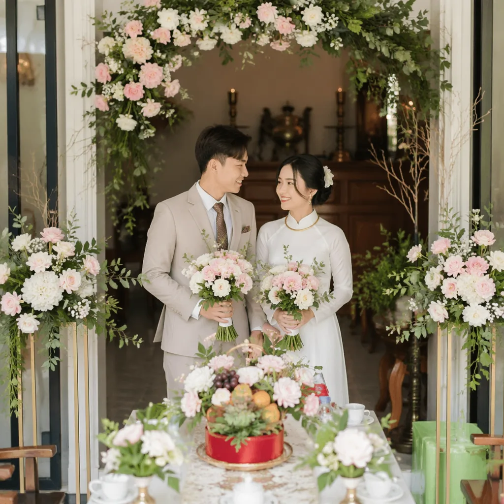 Hoa ấm cưới tại nhà gói 300k đơn giản ở Đà Nẵng