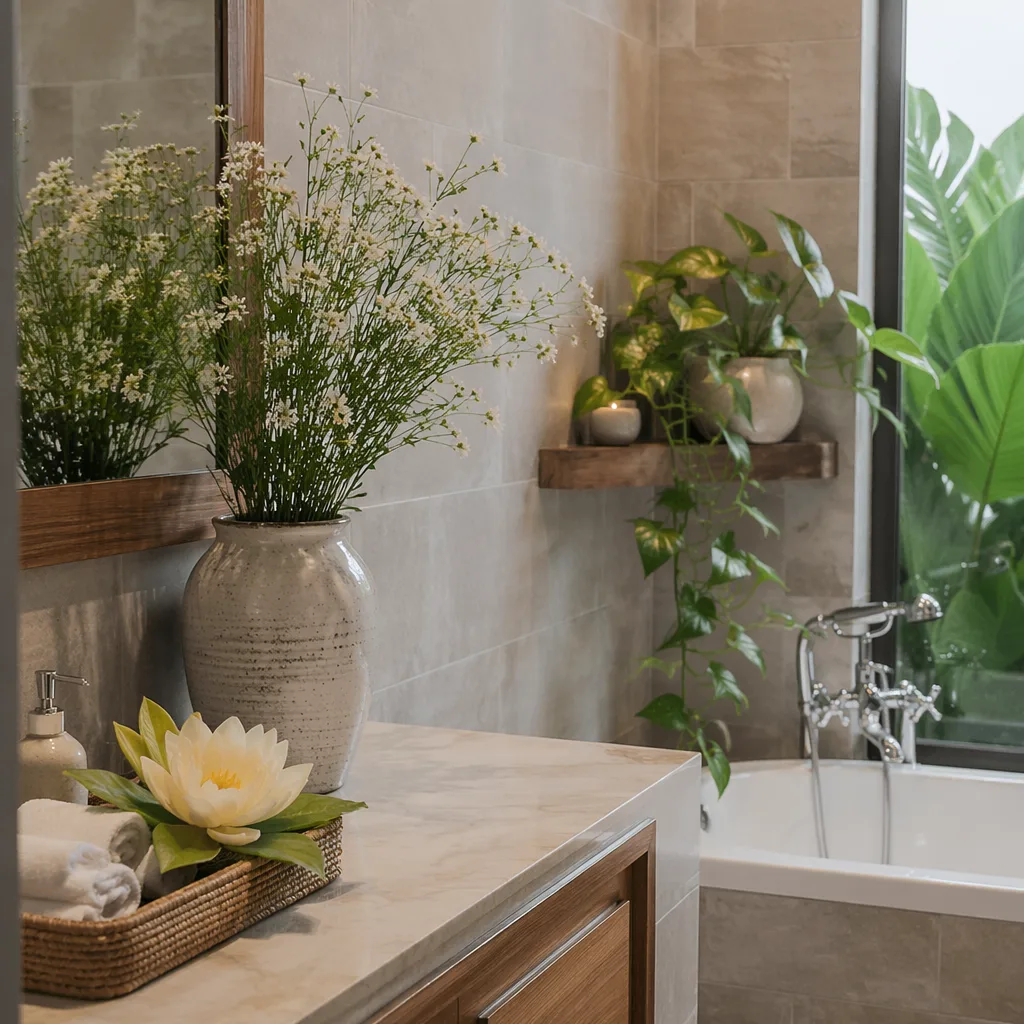 Hoa trang trí phòng tắm: Loại nào chịu ẩm tốt?