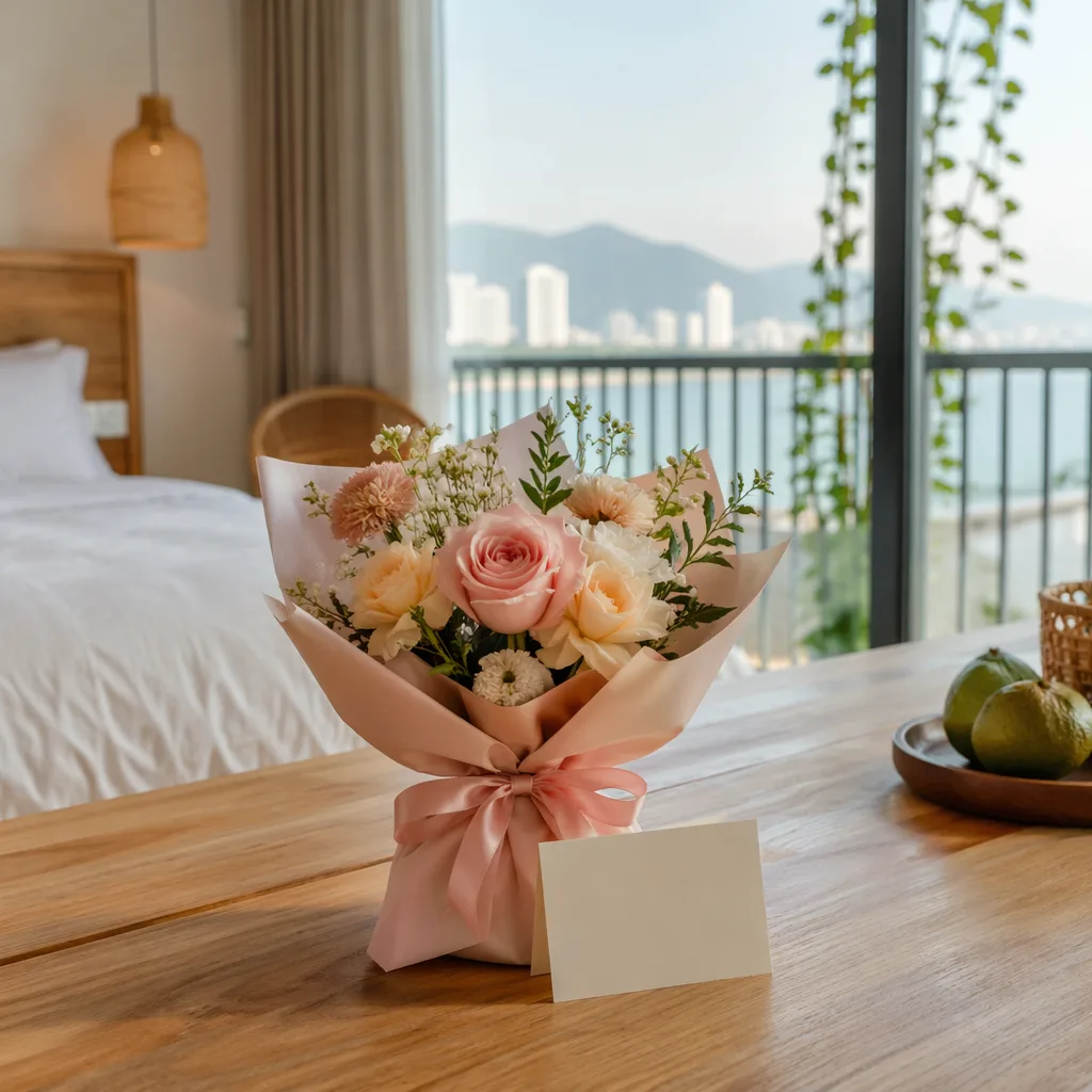 Hoa airbnb Đà Nẵng: welcome flower cho khách 2026