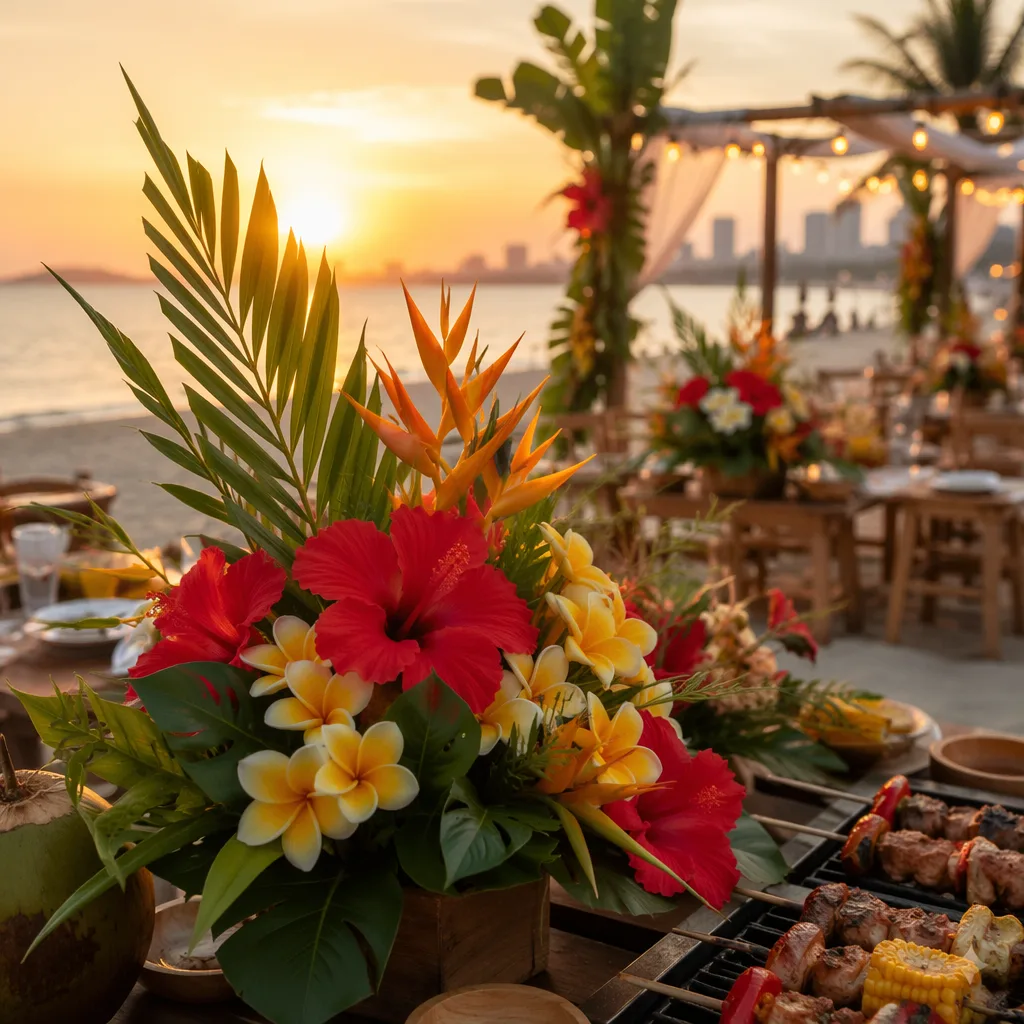 Hoa bãi biển Mỹ Khê cho tiệc BBQ bãi biển Đà Nẵng 2026