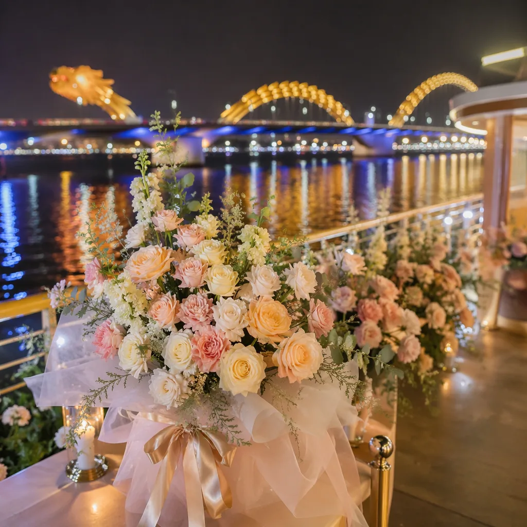 Hoa du thuyền Đà Nẵng tặng khách bến Hàn River Cruise 2026