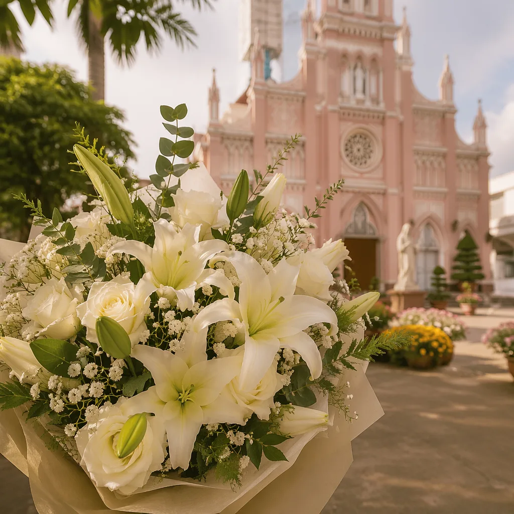 Shop hoa Trần Phú Đà Nẵng quanh nhà thờ Con Gà - hình 1