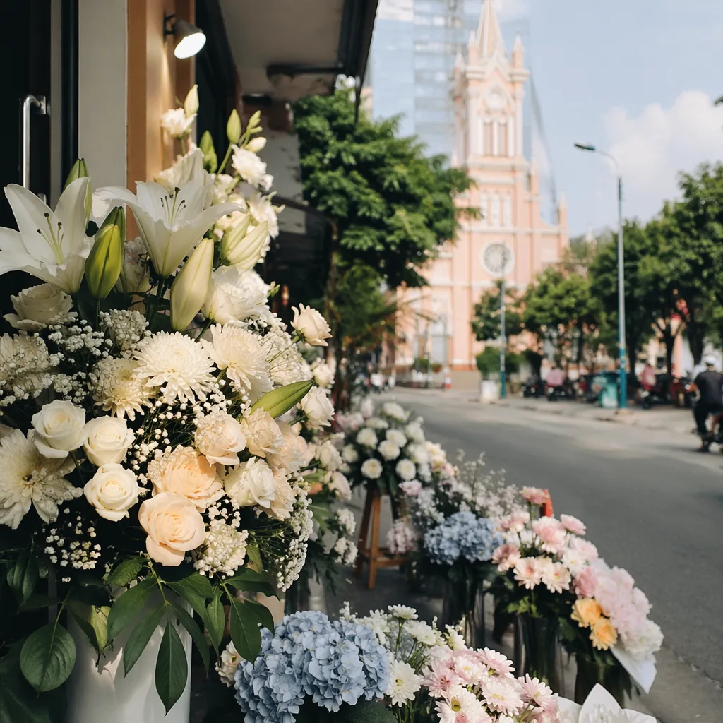 Shop hoa Trần Phú Đà Nẵng quanh nhà thờ Con Gà