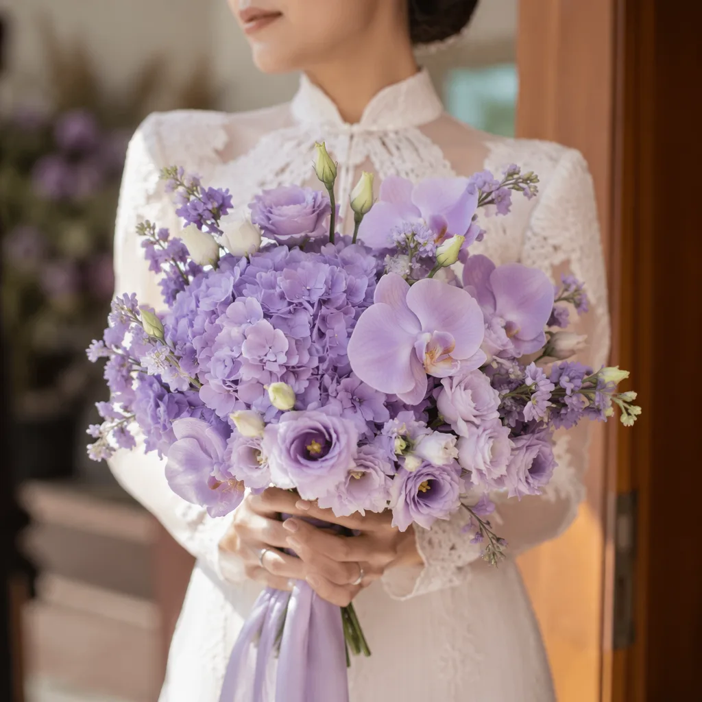 Digital lavender hoa cưới: xu hướng màu cưới 2026