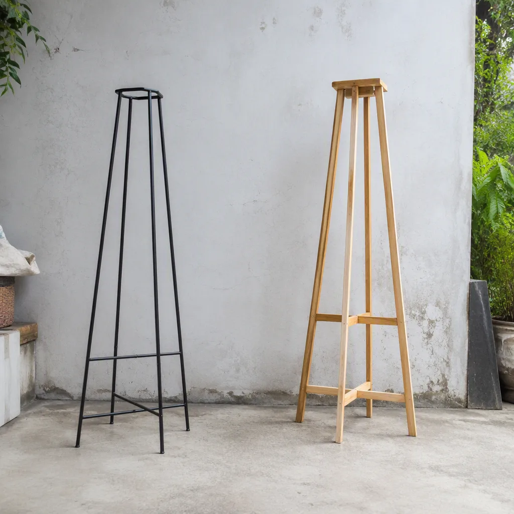 Hai khung kệ trống khác hình dáng được để tách nhau trong khu lưu đồ riêng