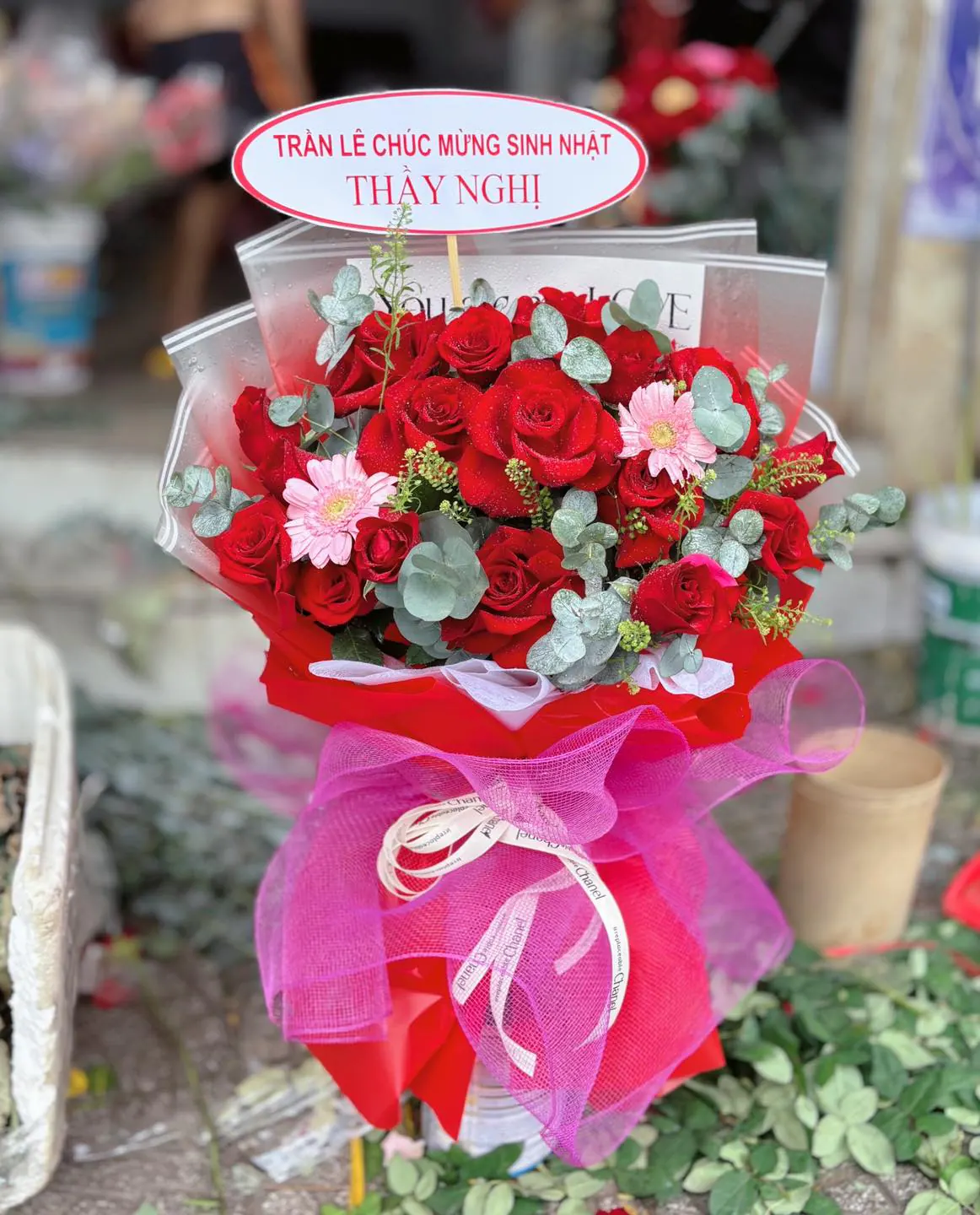 Ảnh 2 của Bó Hoa Hình Trái Tim Hồng Trắng & Hoa Baby & Hồng - Sinh Nhật