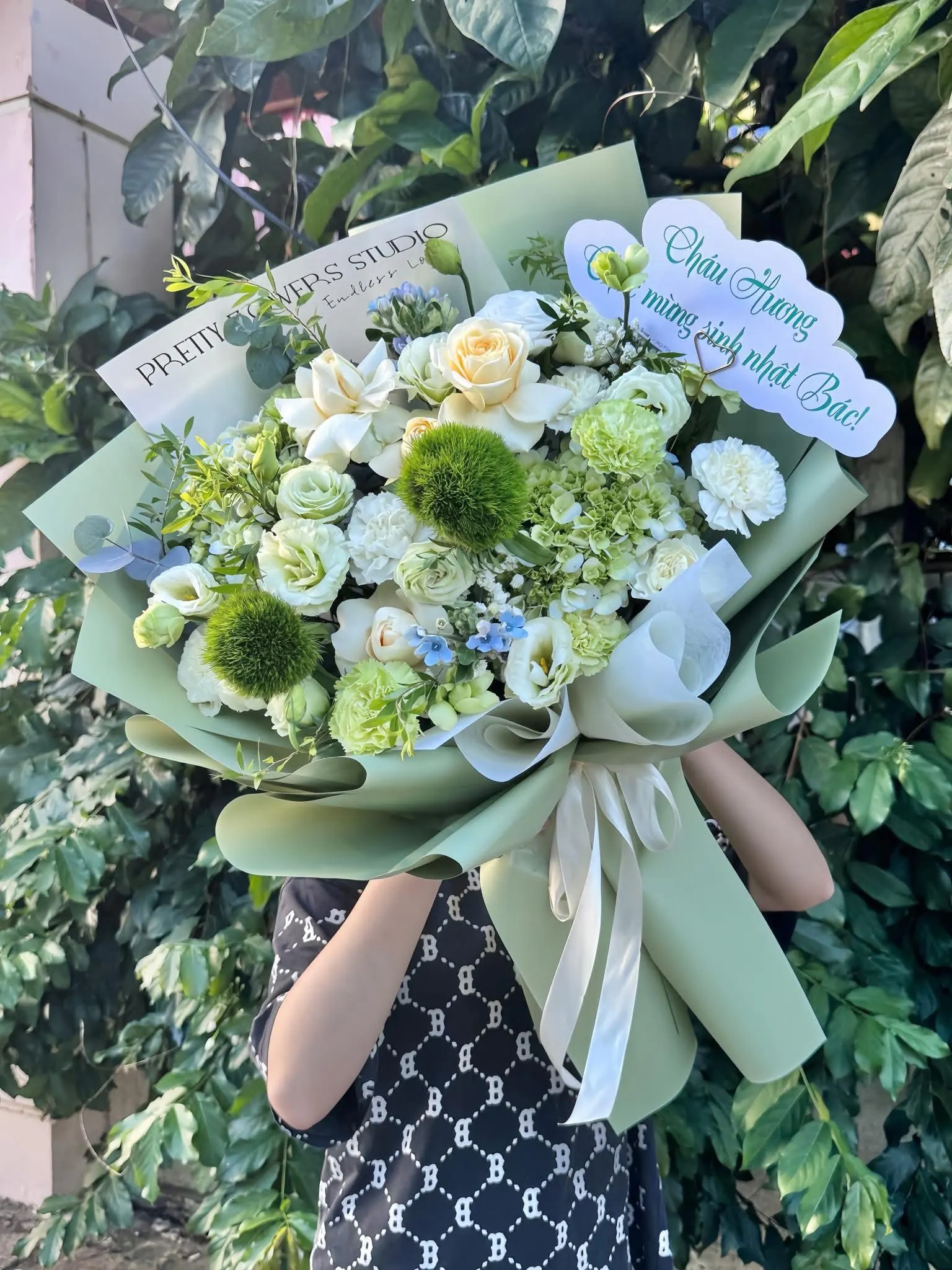 Bó Hoa Hồng Trắng & Cúc Trắng & Hồng - Sinh Nhật