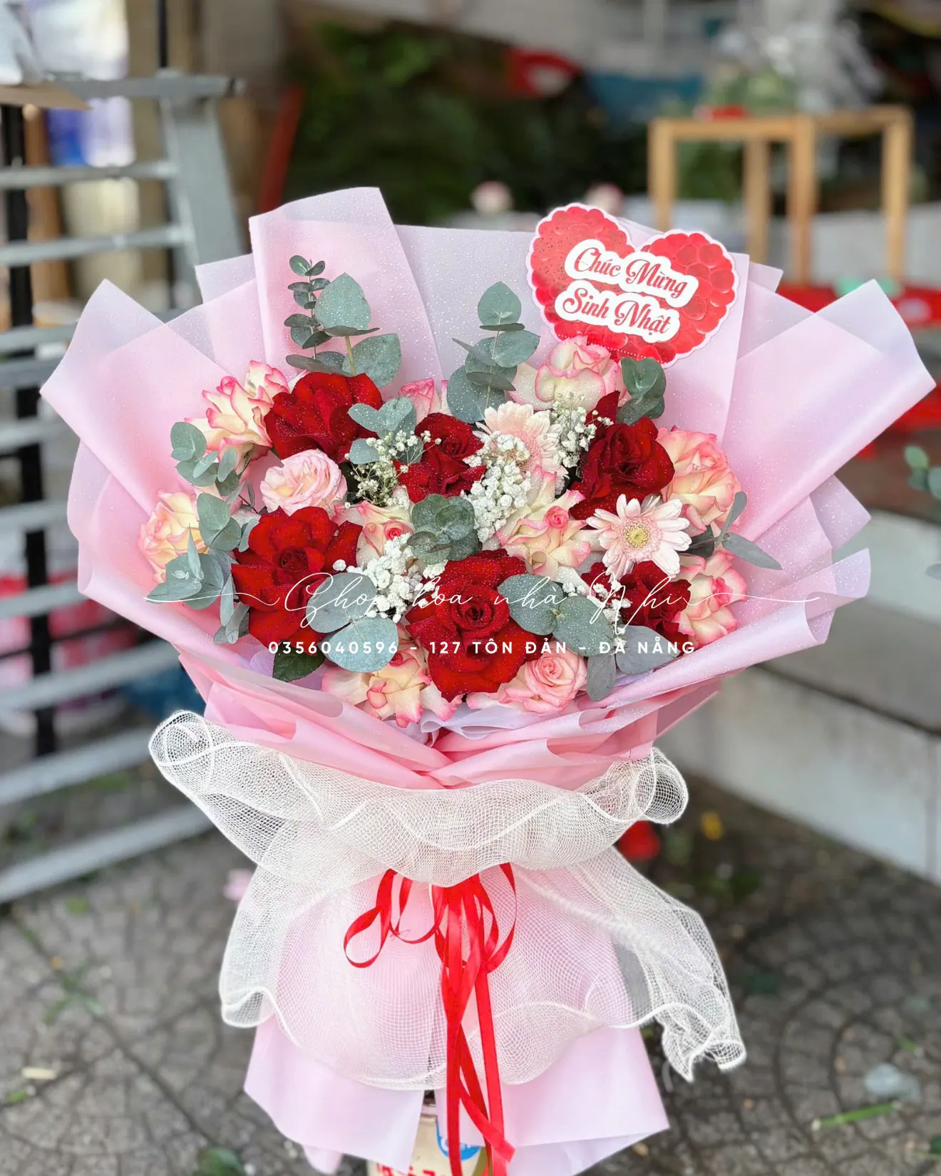 Ảnh 4 của Bó Hoa Hồng Đỏ & Hoa Baby & Hồng - Sinh Nhật