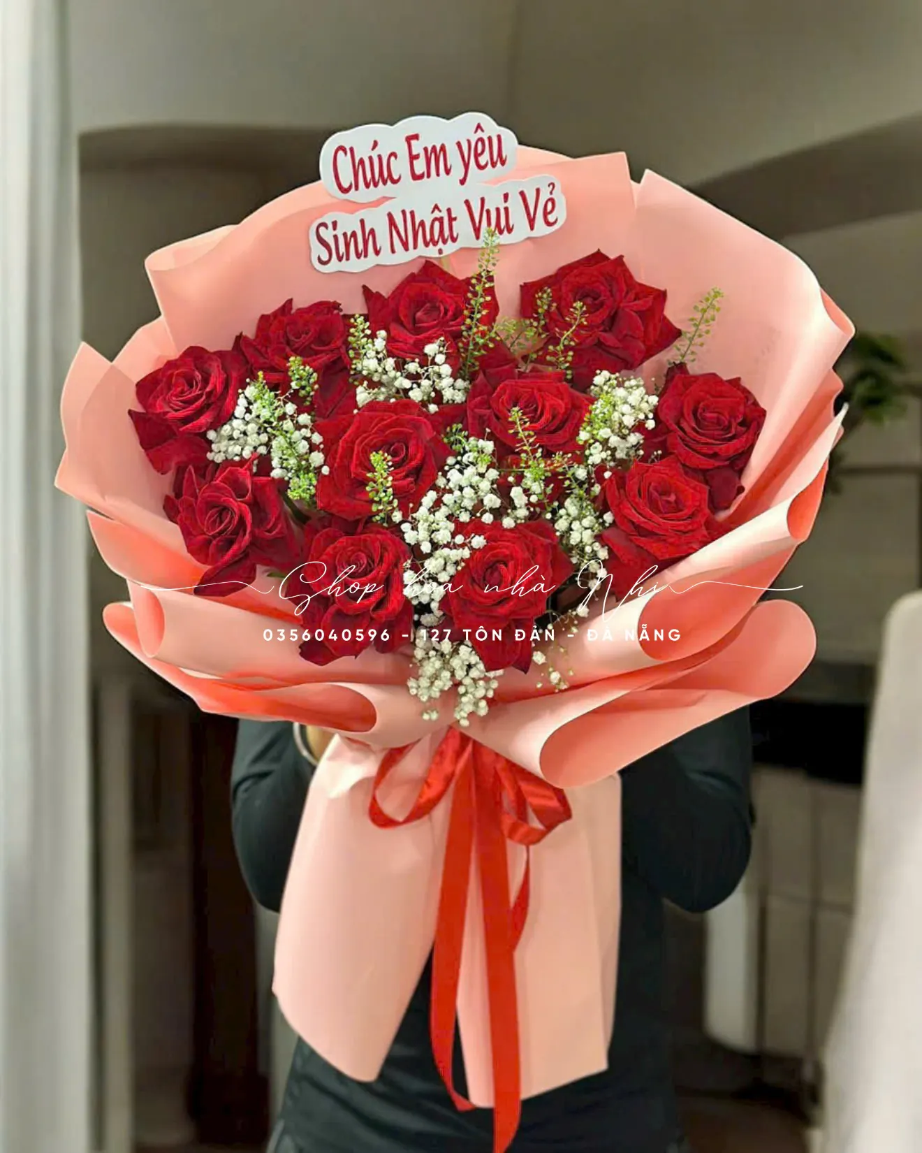Bó Hoa Hồng Đỏ & Hoa Baby & Hồng - Sinh Nhật