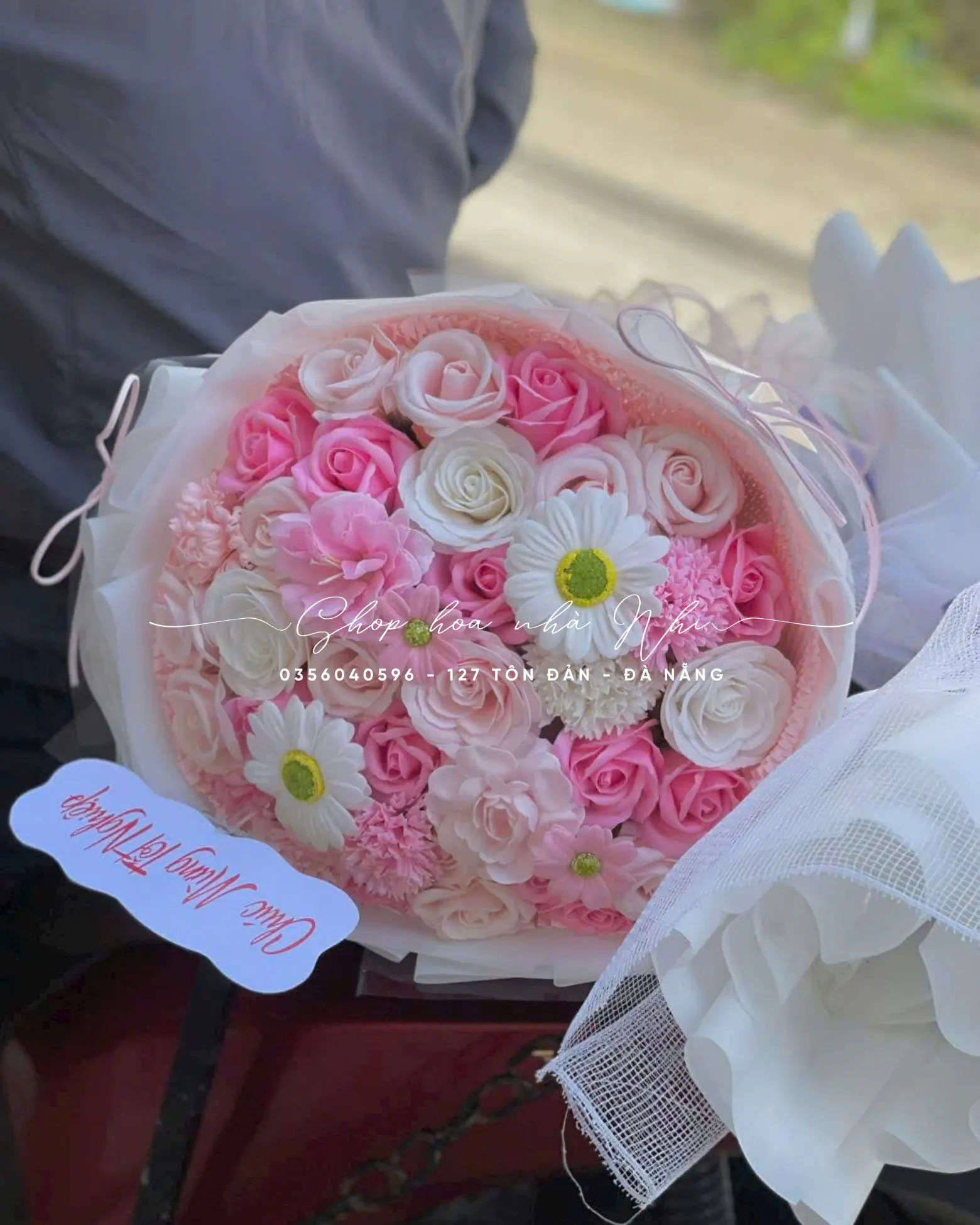 Ảnh chính của Bó Hoa Hoa Giả Hồng Phấn & Cúc Hồng & Hồng - Sinh Nhật