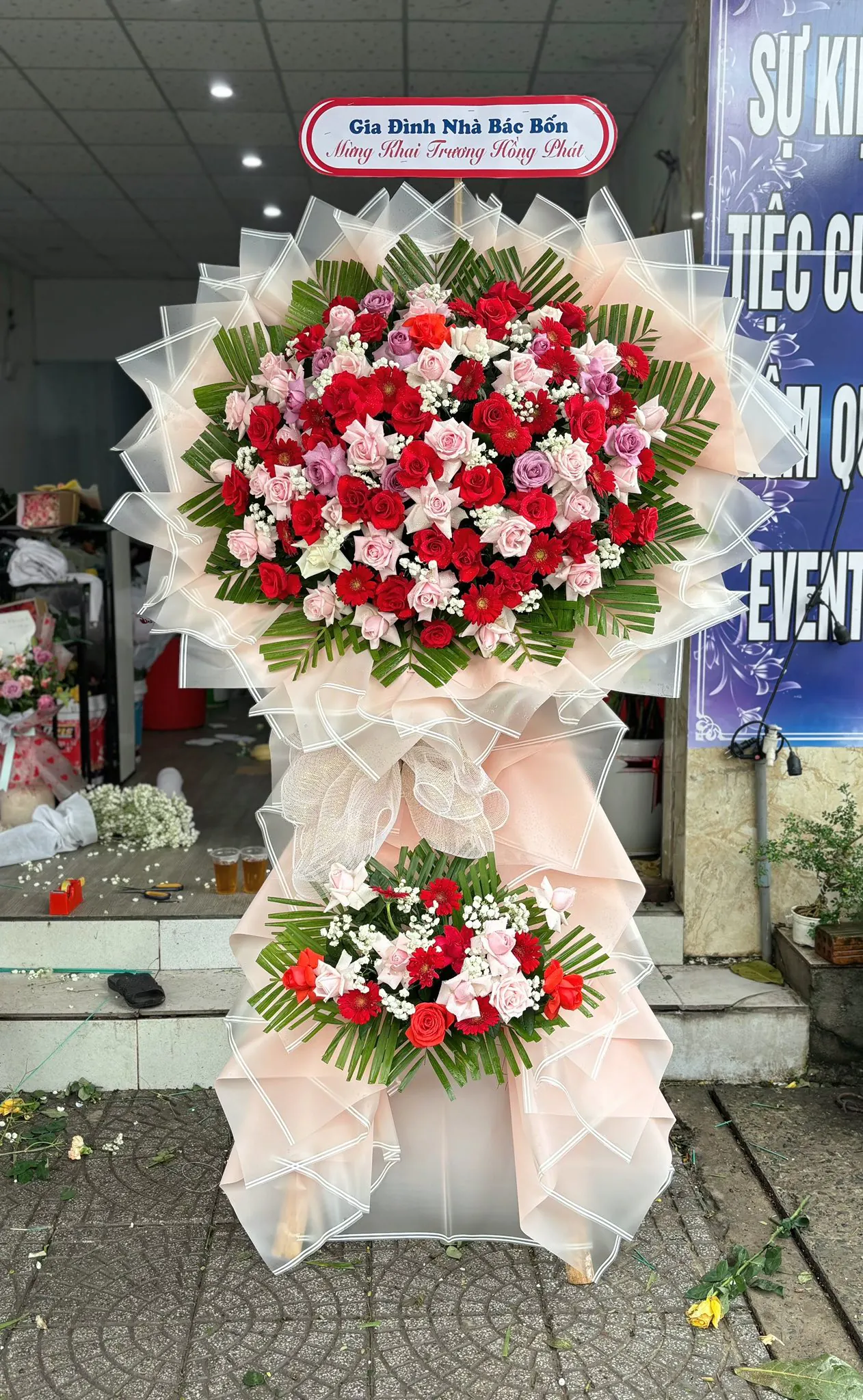 Ảnh 7 của Kệ Hoa Hồng Phấn & Cúc Hồng & Hồng - Khai Trương