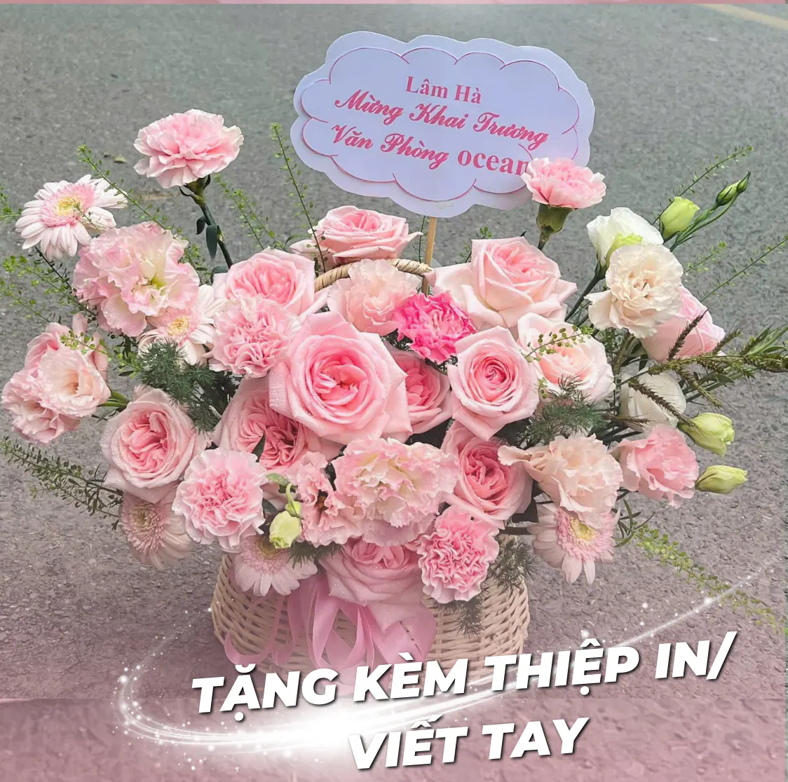 Ảnh 9 của Giỏ Hoa Hồng Đỏ & Hoa Baby & Hồng - Khai Trương