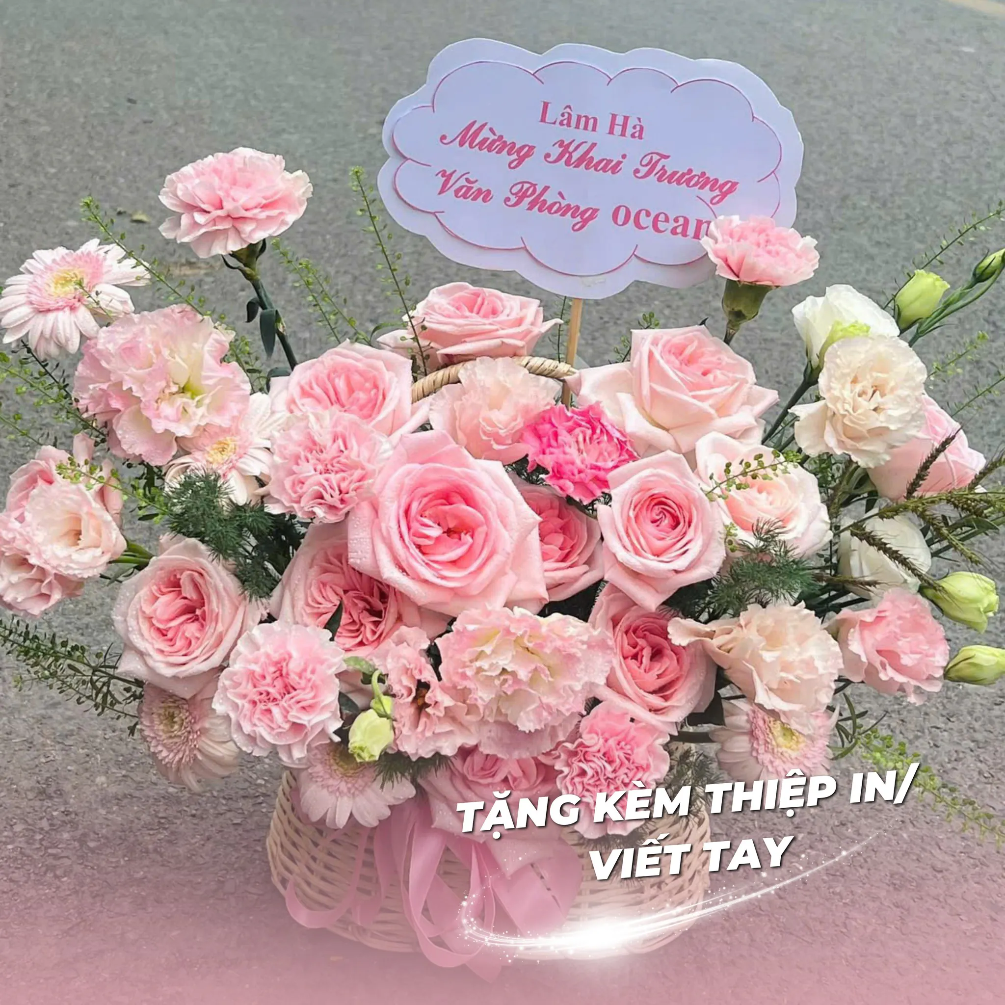 Ảnh 8 của Giỏ Hoa Hồng Đỏ & Hoa Baby & Hồng - Khai Trương