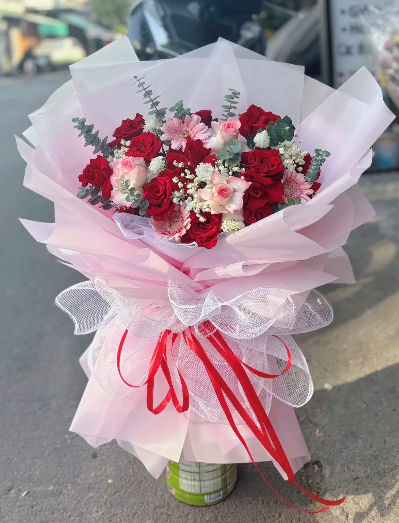Bó Hoa Hồng Đỏ & Hoa Baby & Hồng - Valentine