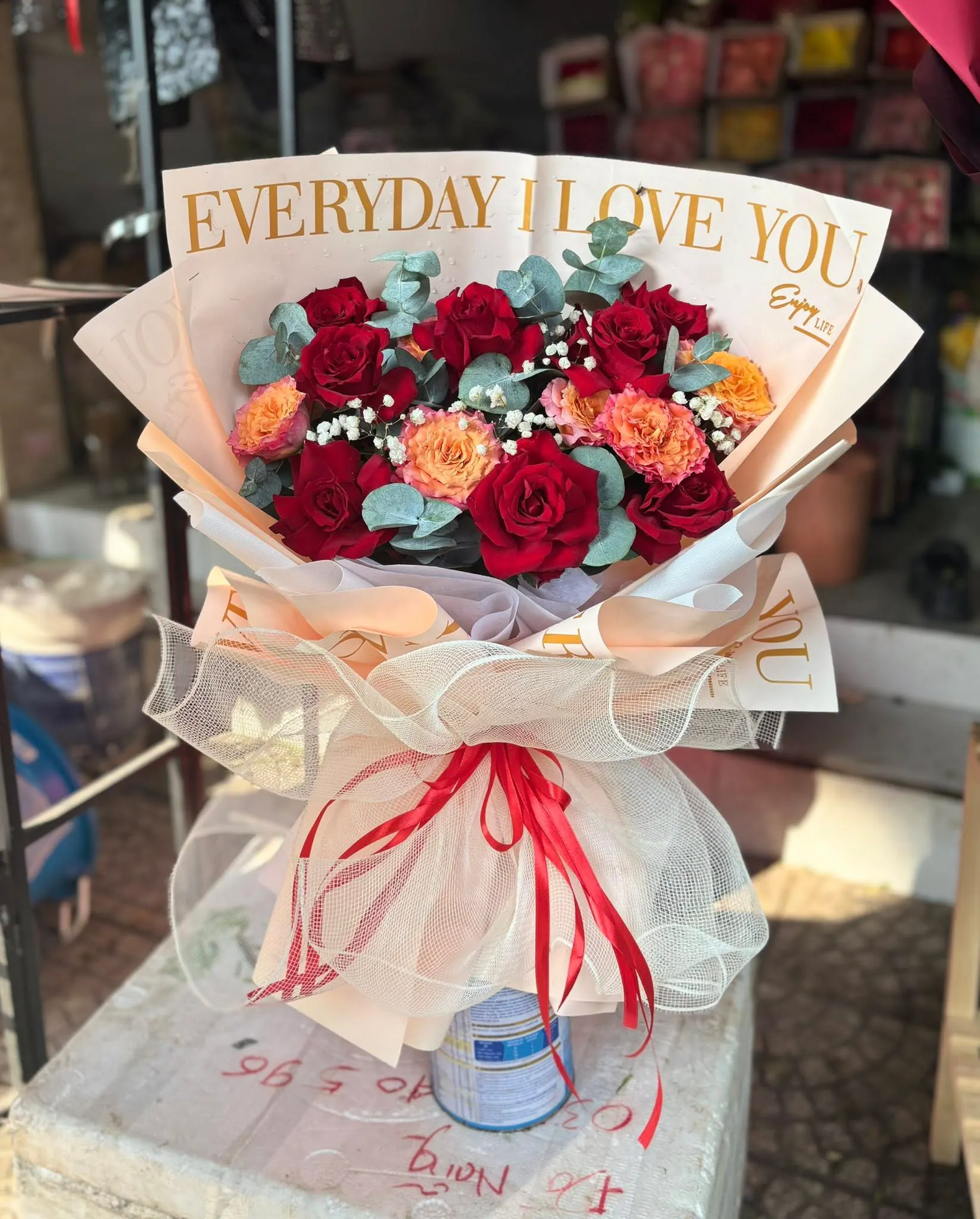 Ảnh 6 của Bó Hoa Hồng Đỏ & Hồng Phấn & Ly Trắng - Valentine