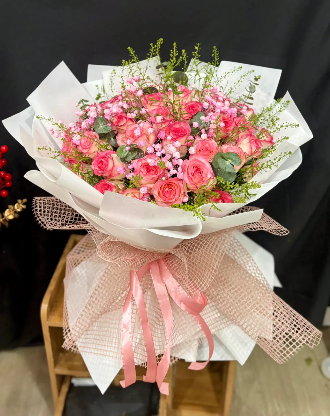 Ảnh 8 của Bó Hoa Hồng Phấn & Hoa Baby & Hồng - Valentine