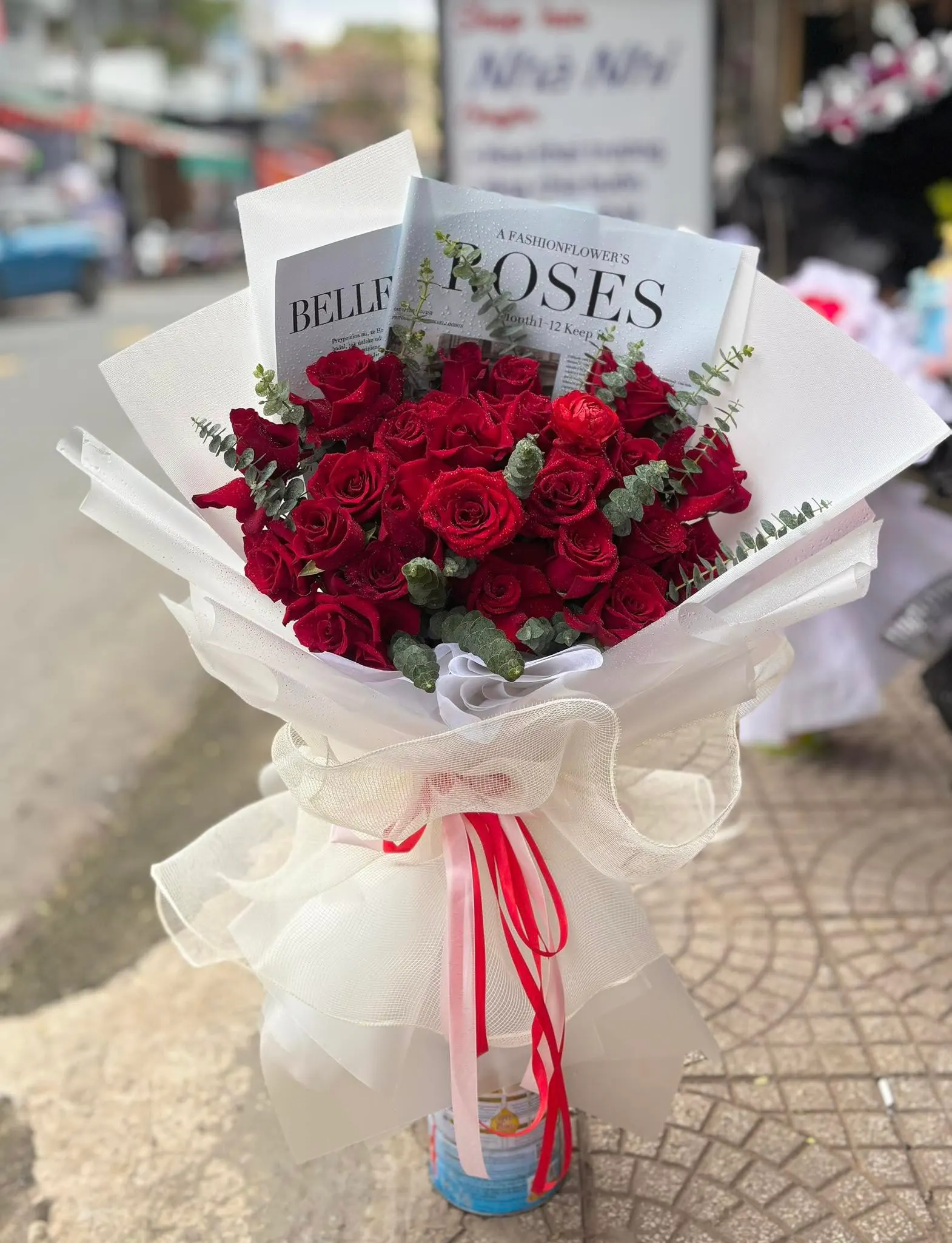 Bó Hoa Hồng & Bạch Đàn - Valentine