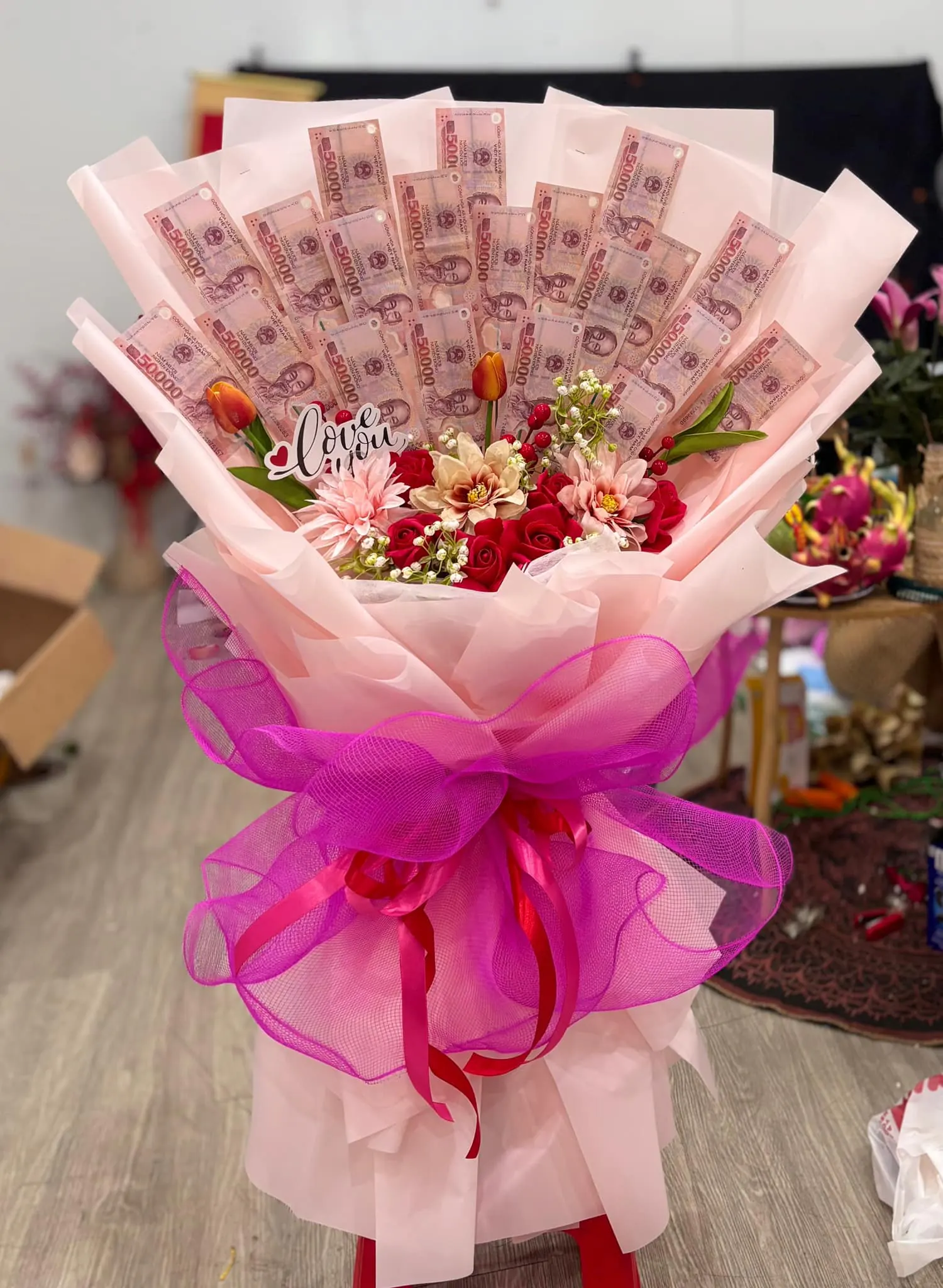 Ảnh 6 của Bó Hoa Hình Trái Tim Hồng Trắng & Hồng Đỏ & Hồng - Valentine